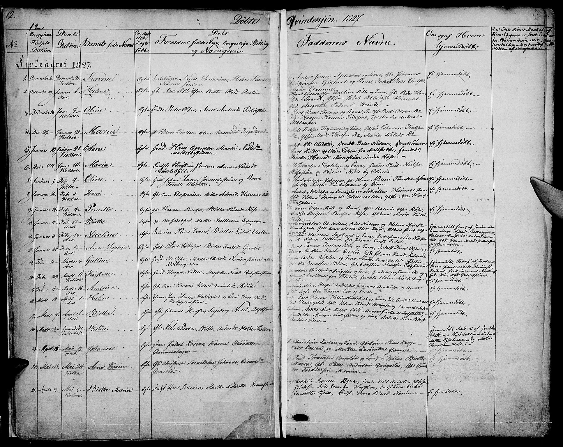 Vestre Toten prestekontor, SAH/PREST-108/H/Ha/Haa/L0002: Parish register (official) no. 2, 1825-1837, p. 12