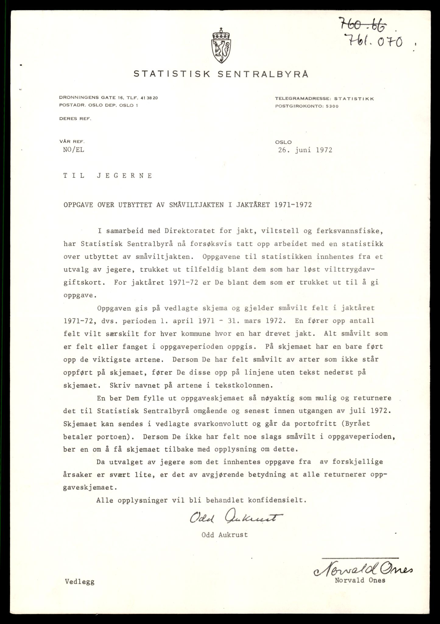 Direktoratet for naturforvaltning, AV/SAT-A-5209/4/D/De/L0102: Oppsyn, oppgaveplikt, 1965-1975, p. 95