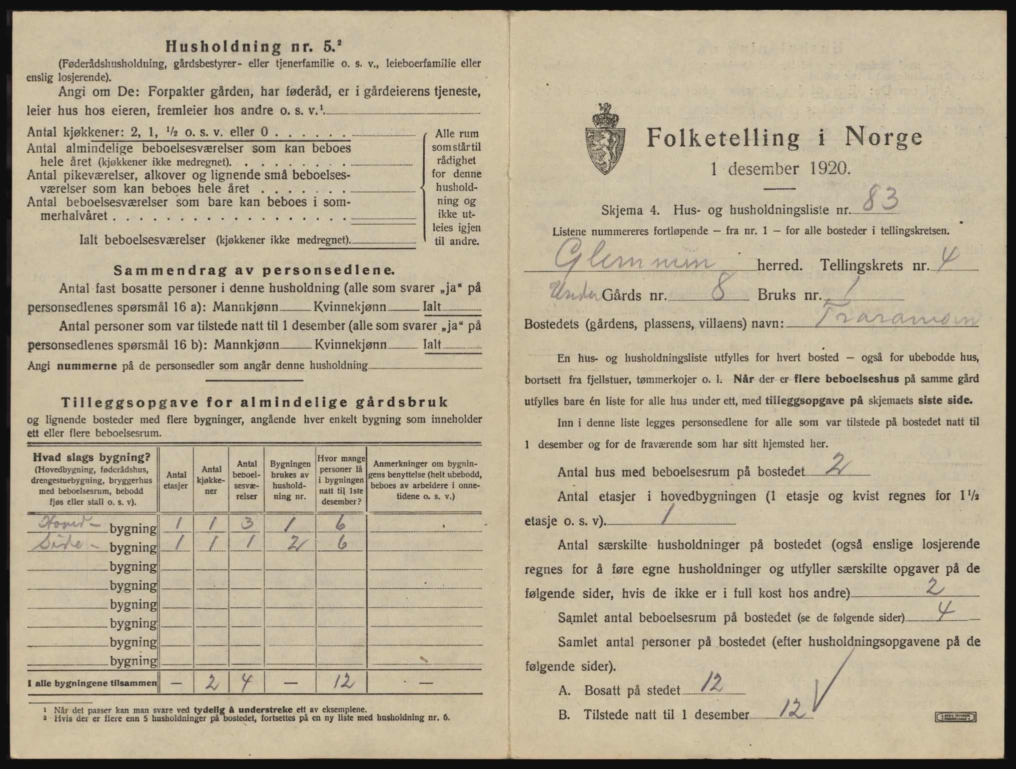 SAO, 1920 census for Glemmen, 1920, p. 1353