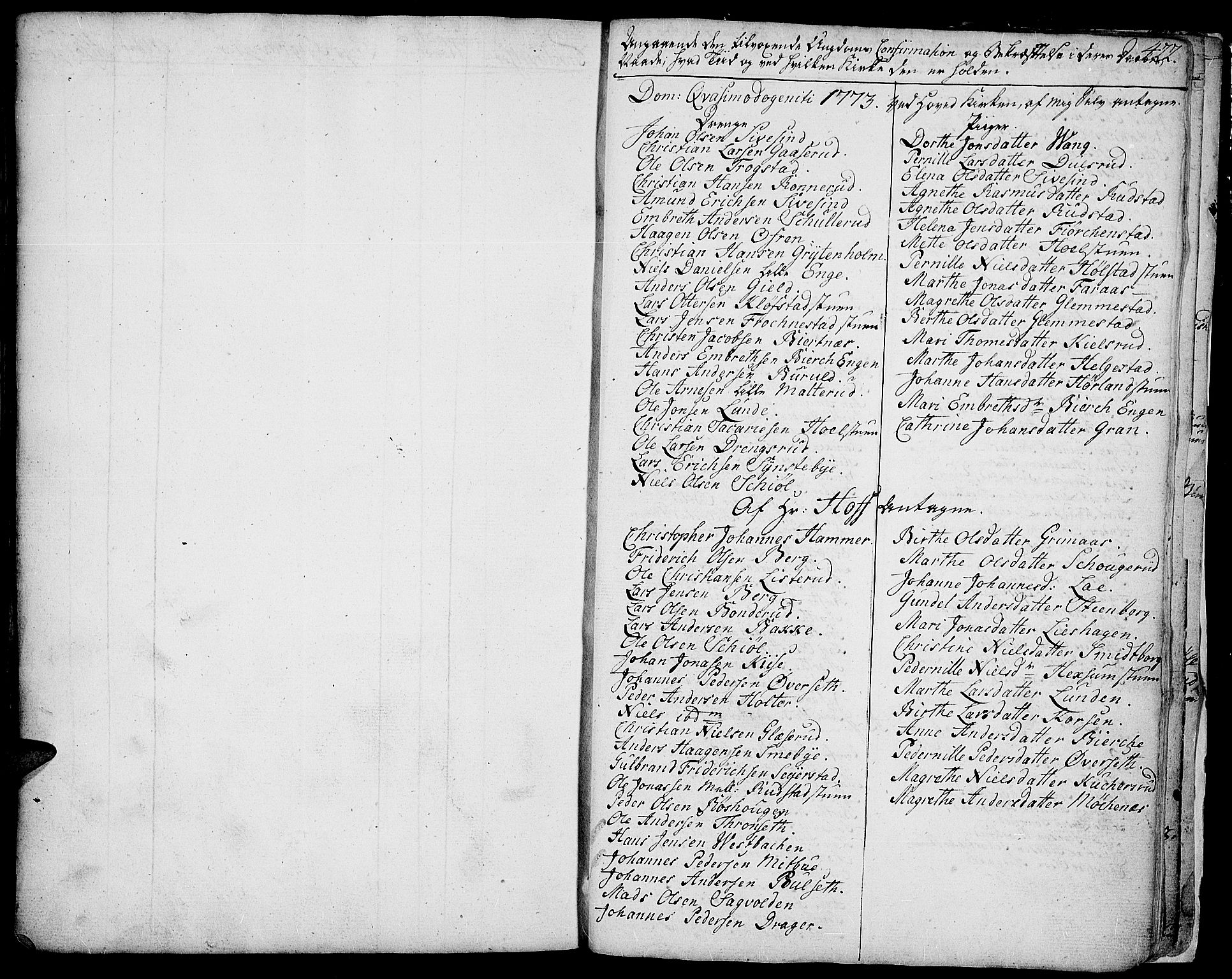 Toten prestekontor, SAH/PREST-102/H/Ha/Haa/L0006: Parish register (official) no. 6, 1773-1793, p. 422