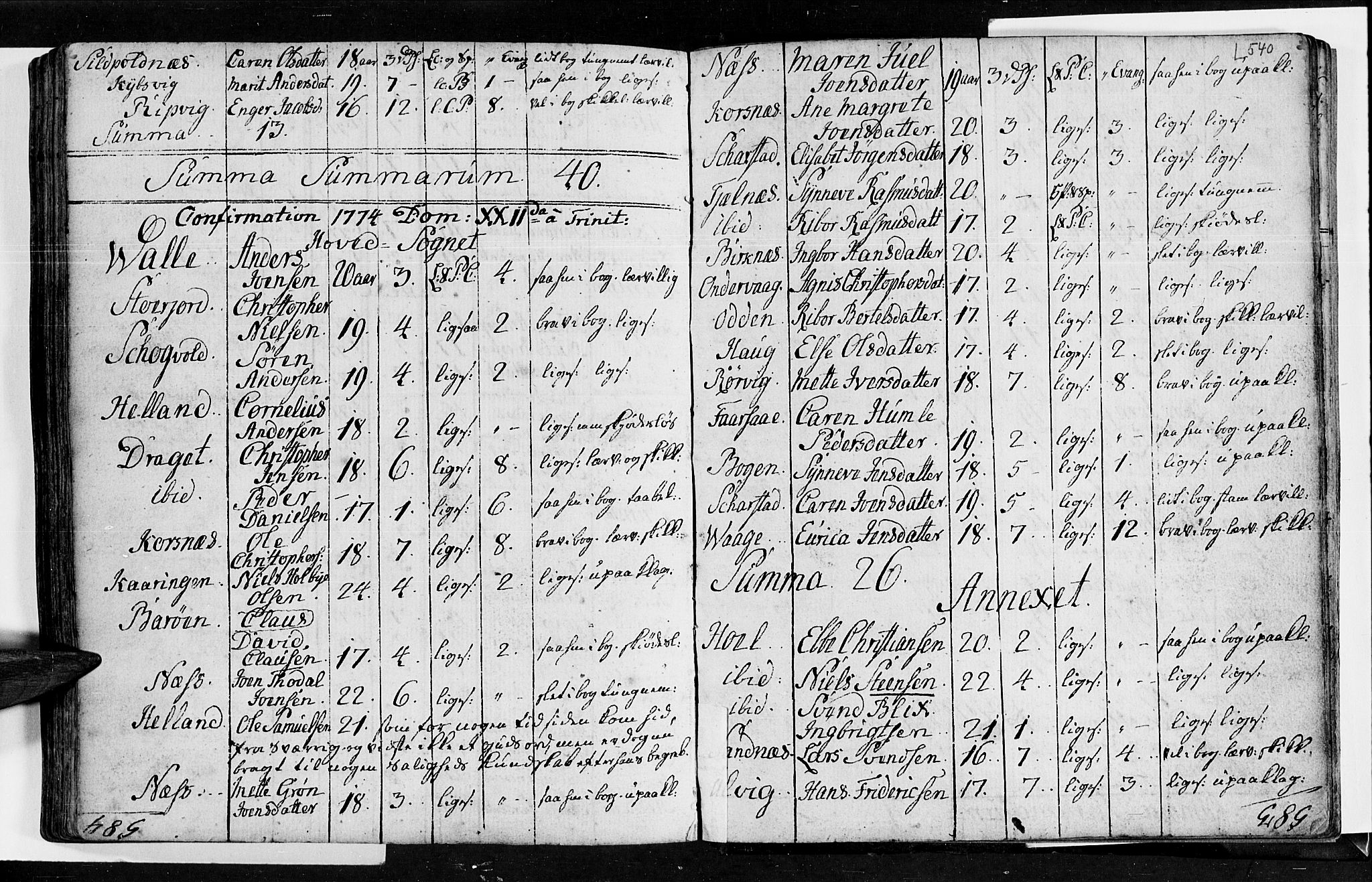 Ministerialprotokoller, klokkerbøker og fødselsregistre - Nordland, SAT/A-1459/872/L1029: Parish register (official) no. 872A04, 1765-1787, p. 539-540