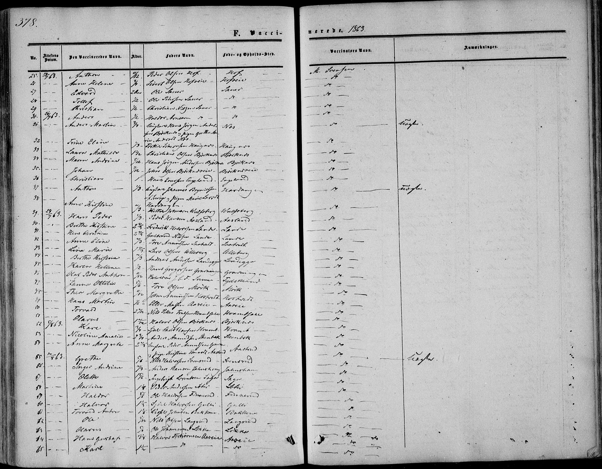 Sandsvær kirkebøker, AV/SAKO-A-244/F/Fa/L0006: Parish register (official) no. I 6, 1857-1868, p. 378