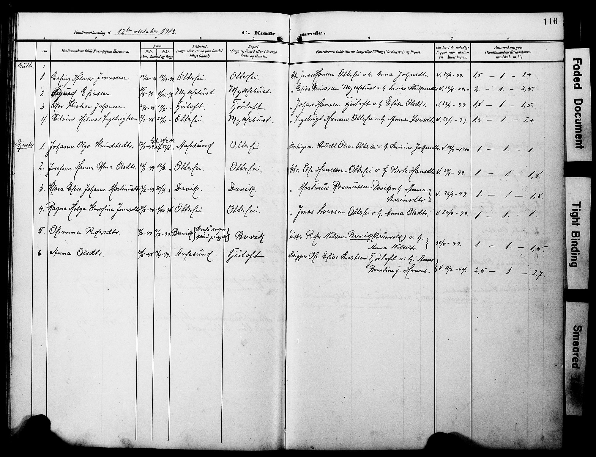 Ministerialprotokoller, klokkerbøker og fødselsregistre - Møre og Romsdal, AV/SAT-A-1454/538/L0524: Parish register (copy) no. 538C02, 1901-1931, p. 116