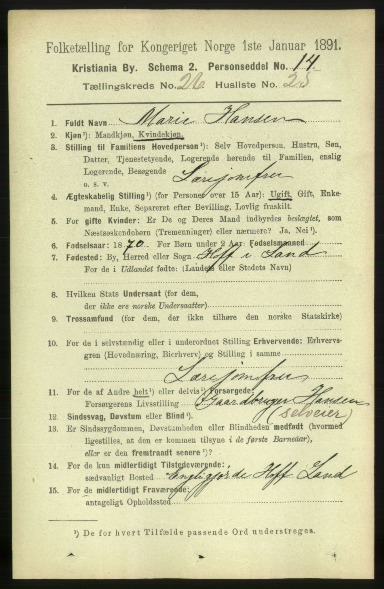 RA, 1891 census for 0301 Kristiania, 1891, p. 13627