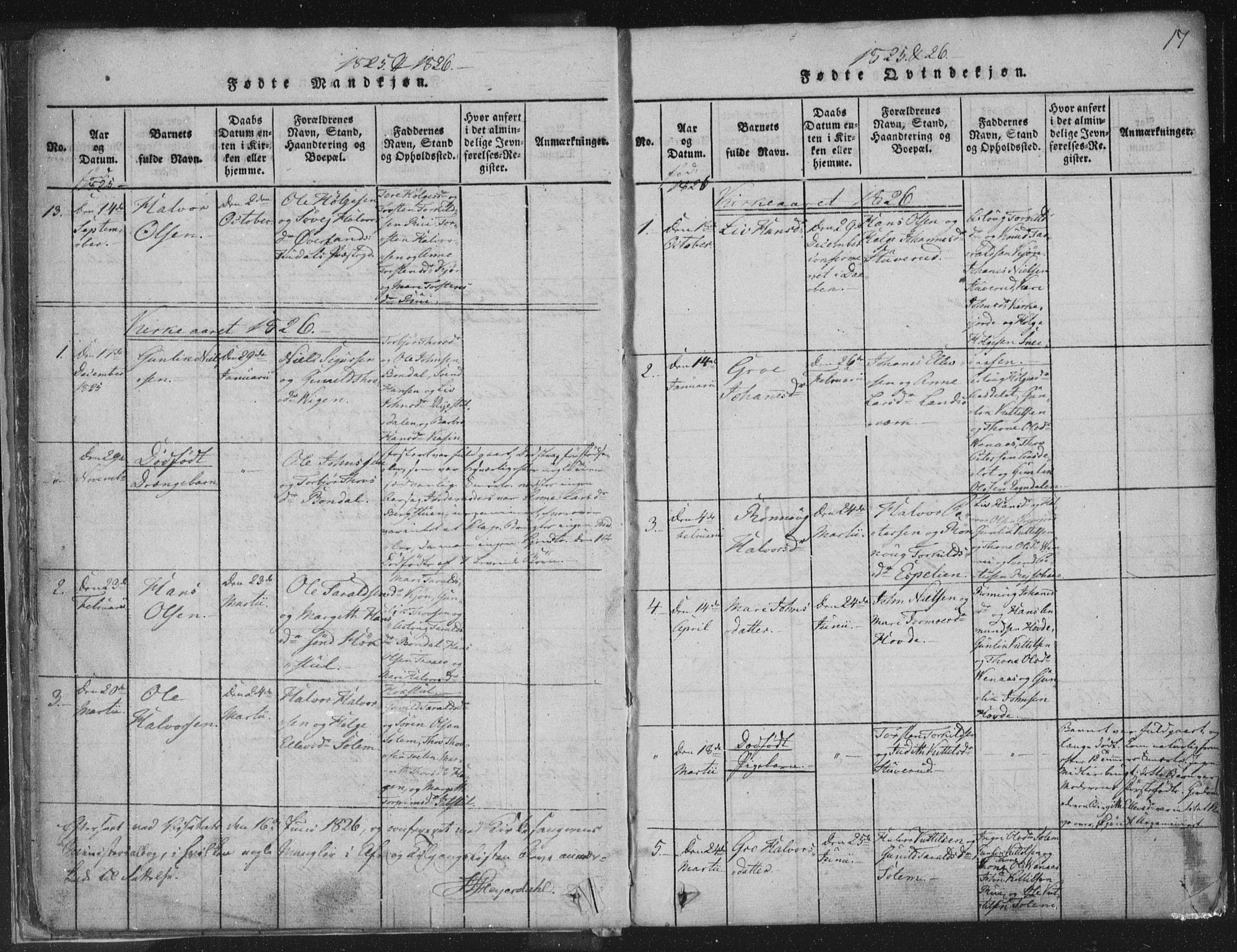 Hjartdal kirkebøker, AV/SAKO-A-270/F/Fc/L0001: Parish register (official) no. III 1, 1815-1843, p. 17