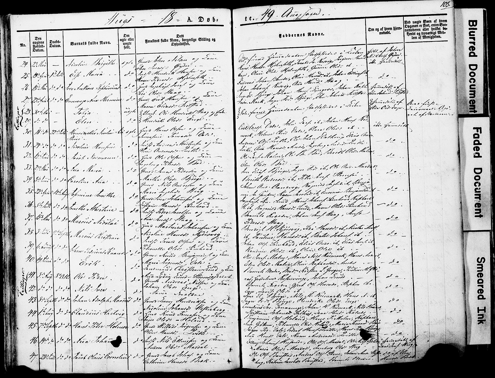 Ministerialprotokoller, klokkerbøker og fødselsregistre - Nordland, SAT/A-1459/812/L0176: Parish register (official) no. 812A05, 1834-1874, p. 105