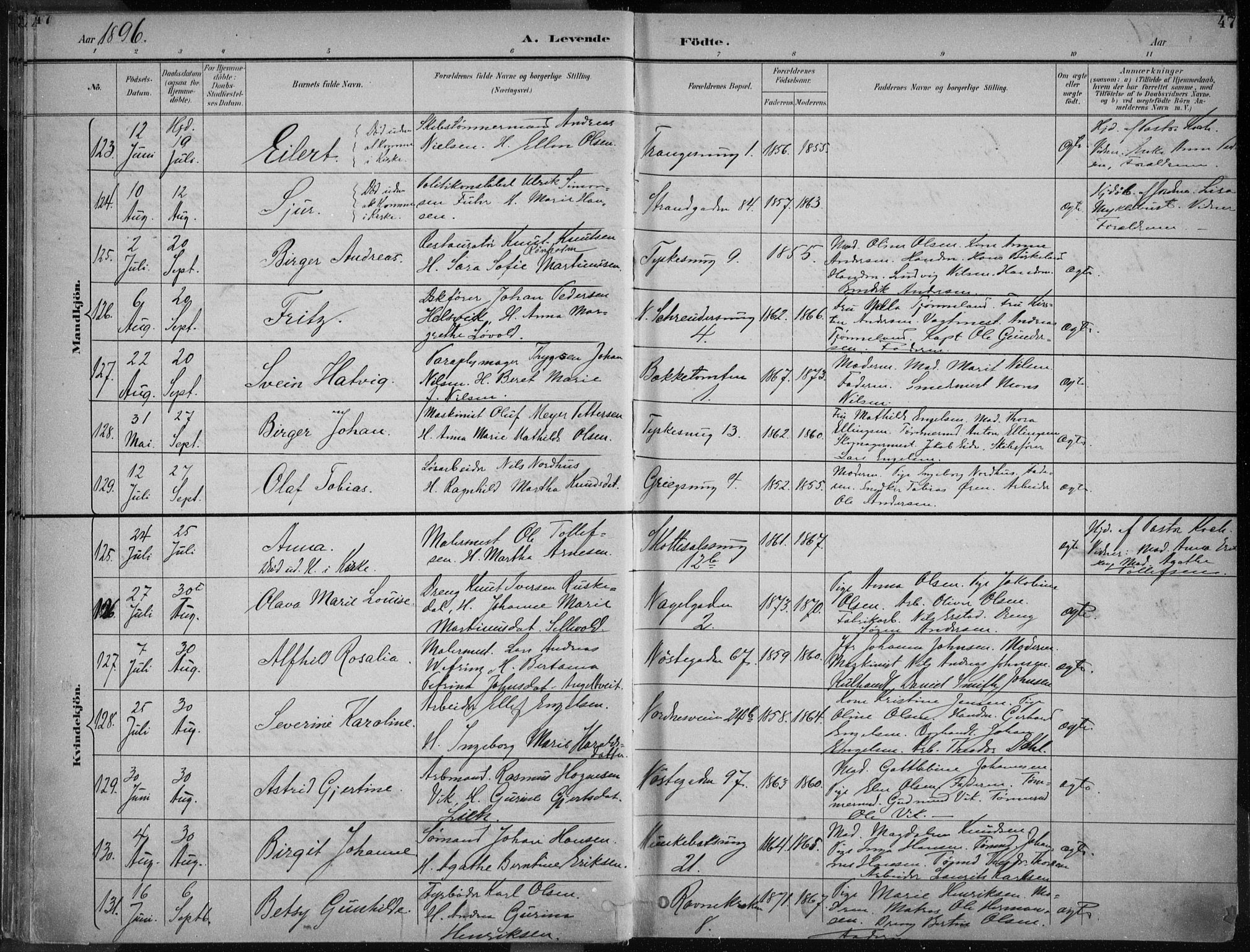 Nykirken Sokneprestembete, SAB/A-77101/H/Haa/L0018: Parish register (official) no. B 6, 1895-1903, p. 47