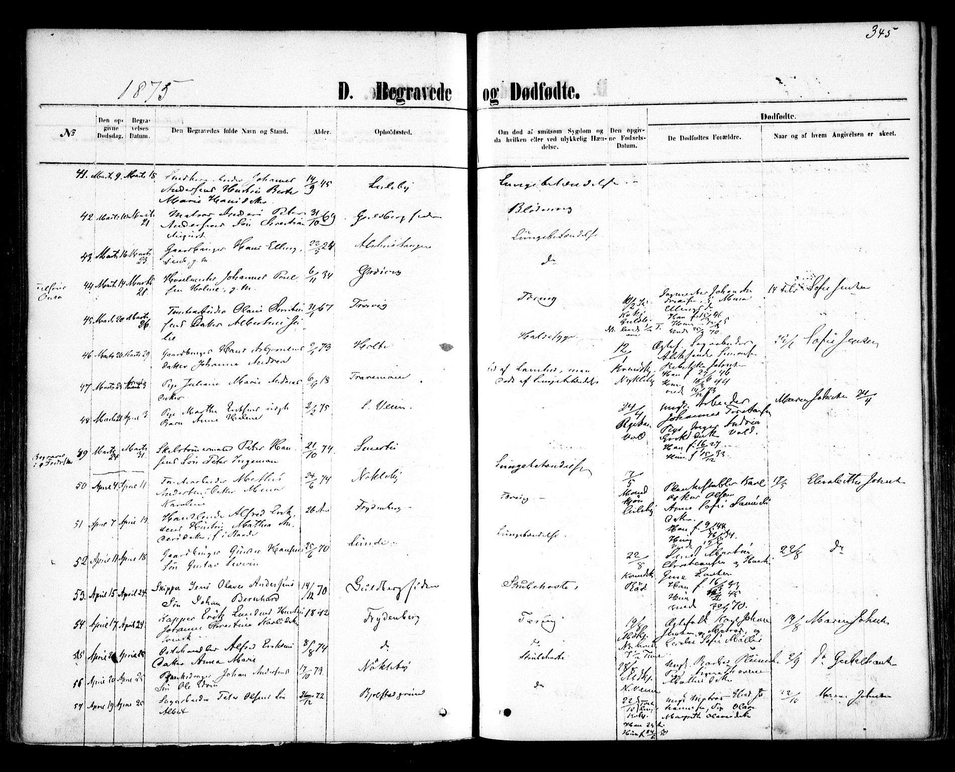 Glemmen prestekontor Kirkebøker, SAO/A-10908/F/Fa/L0009: Parish register (official) no. 9, 1871-1878, p. 345