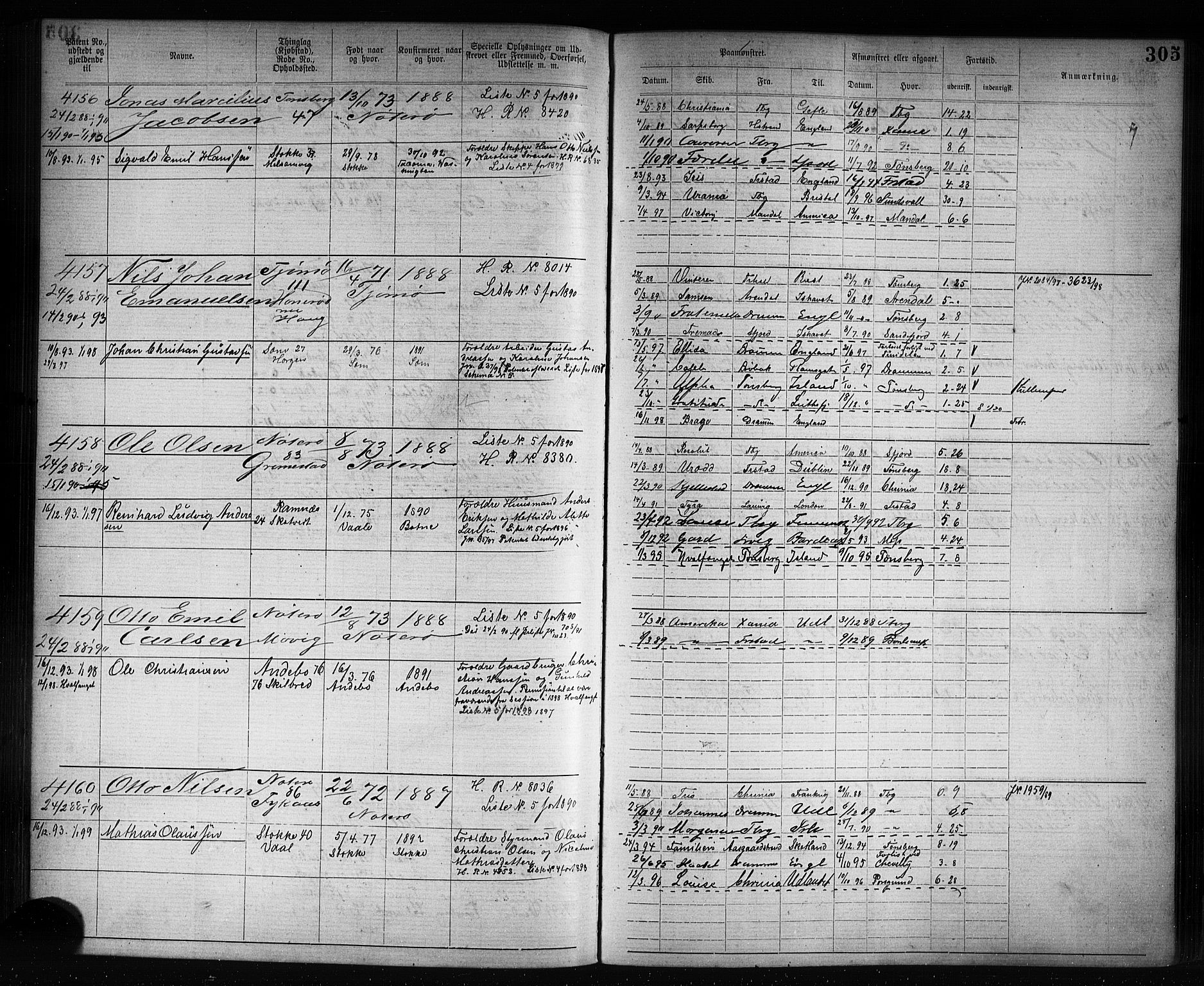 Tønsberg innrulleringskontor, AV/SAKO-A-786/F/Fb/L0007: Annotasjonsrulle Patent nr. 2636-5150, 1881-1892, p. 306