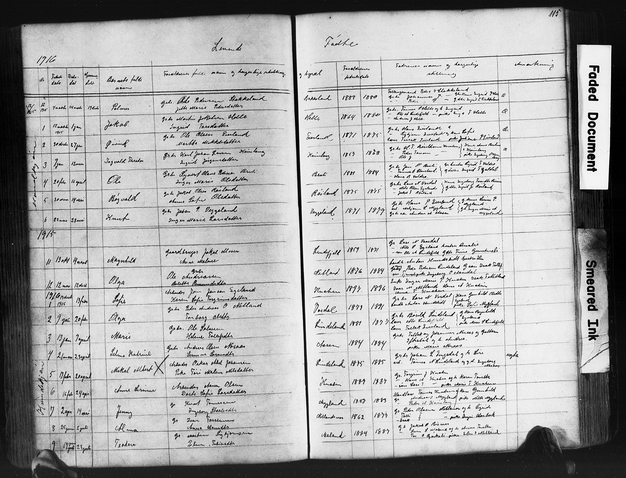 Fjotland sokneprestkontor, SAK/1111-0010/F/Fb/L0003: Parish register (copy) no. B 3, 1872-1924, p. 115