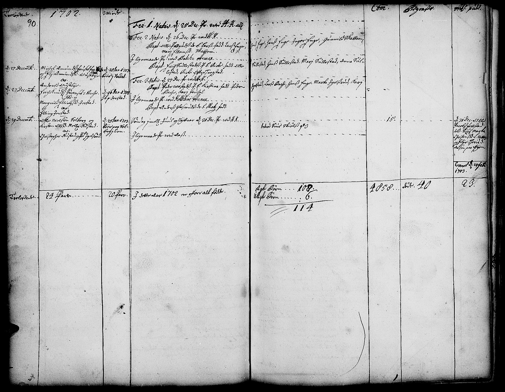Toten prestekontor, SAH/PREST-102/H/Ha/Haa/L0001: Parish register (official) no. 1, 1695-1713, p. 90