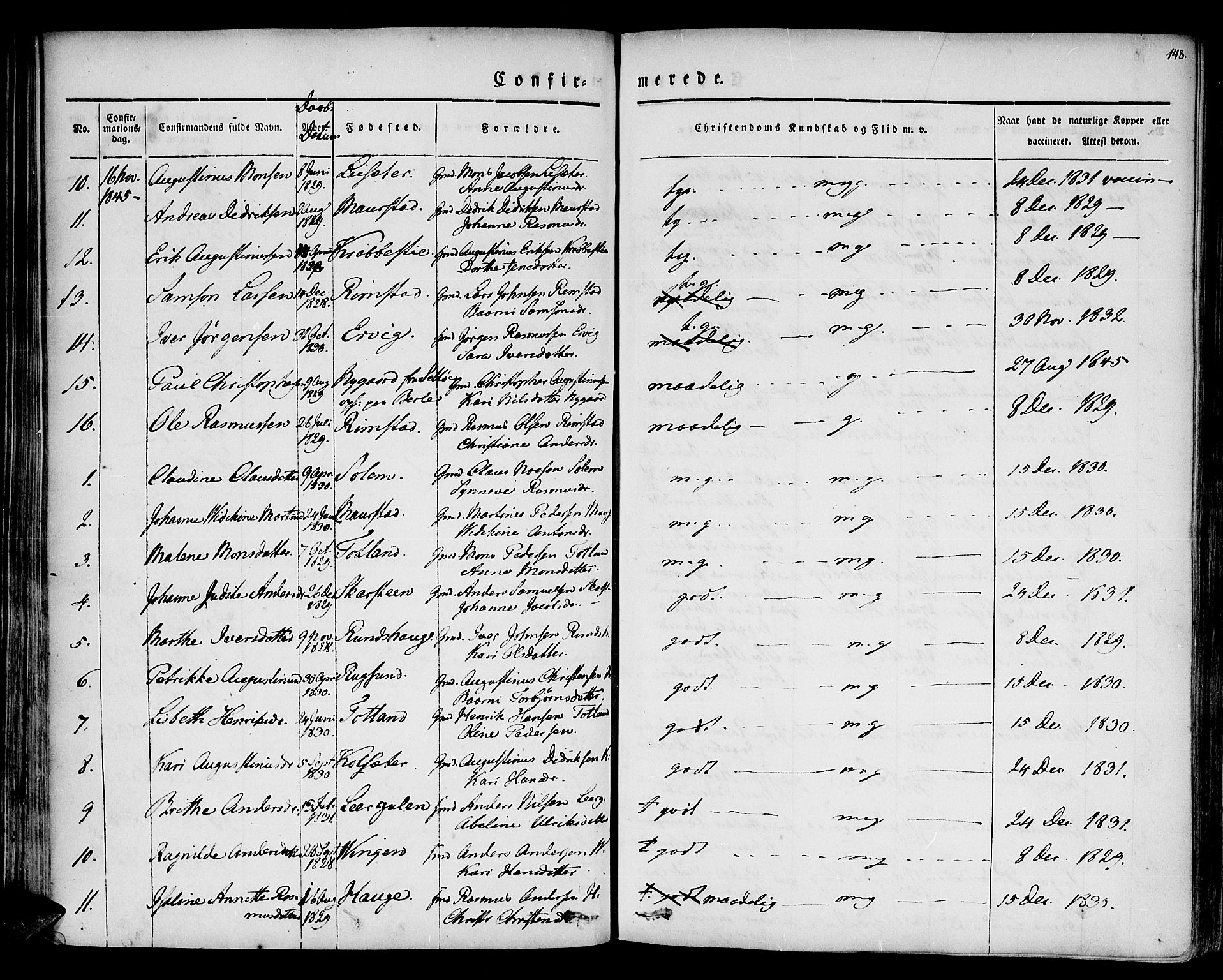 Davik sokneprestembete, AV/SAB-A-79701/H/Haa/Haaa/L0004: Parish register (official) no. A 4, 1830-1849, p. 148