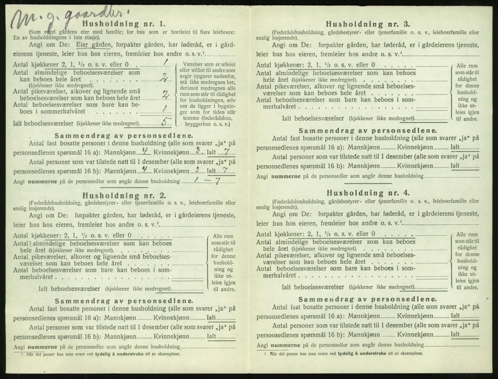 SAT, 1920 census for Vestnes, 1920, p. 916