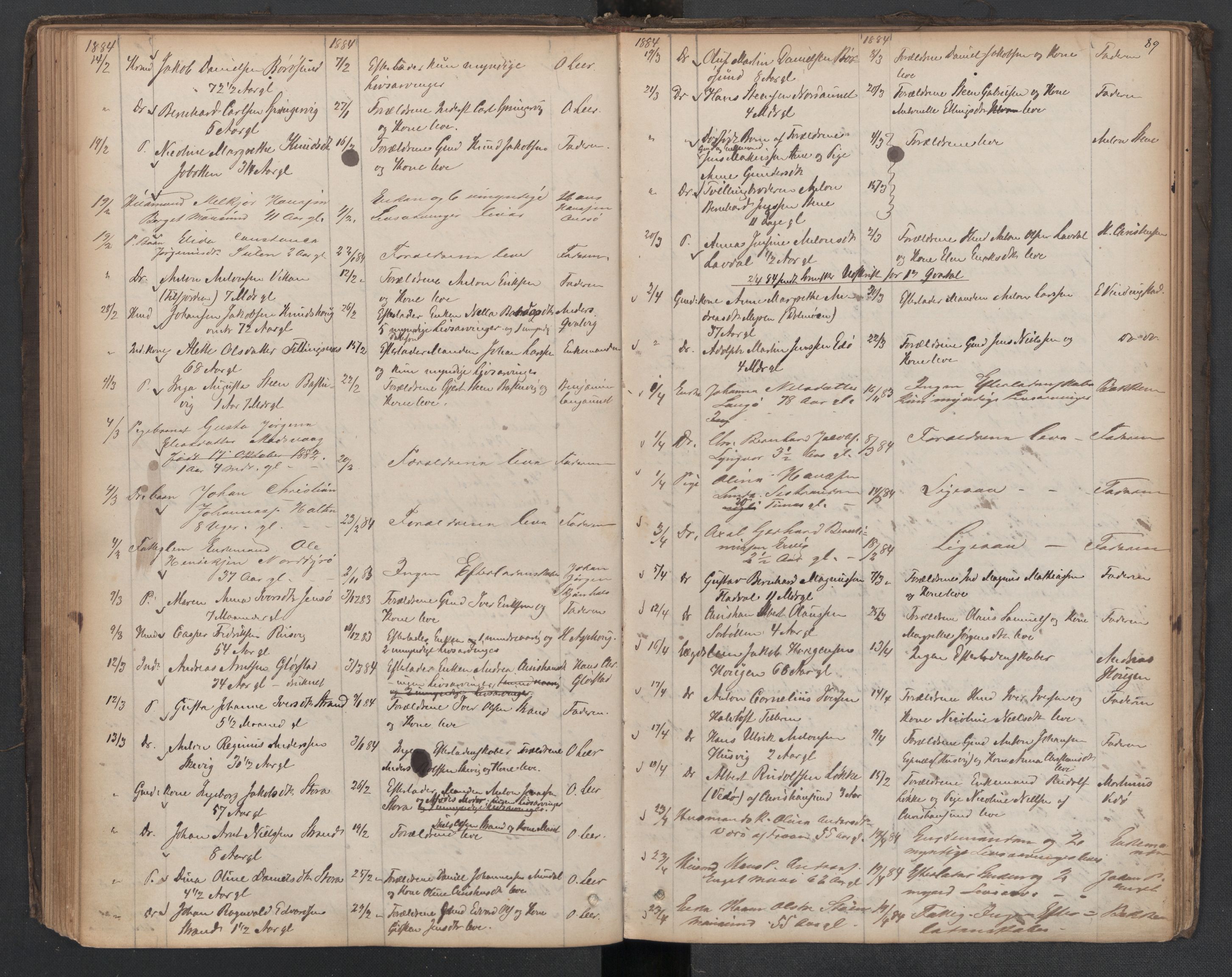 Hitra lensmannskontor, AV/SAT-A-1052/1/02/L0001: 2.01.01 Dødsfallsprotokoll, 1863-1909, p. 89