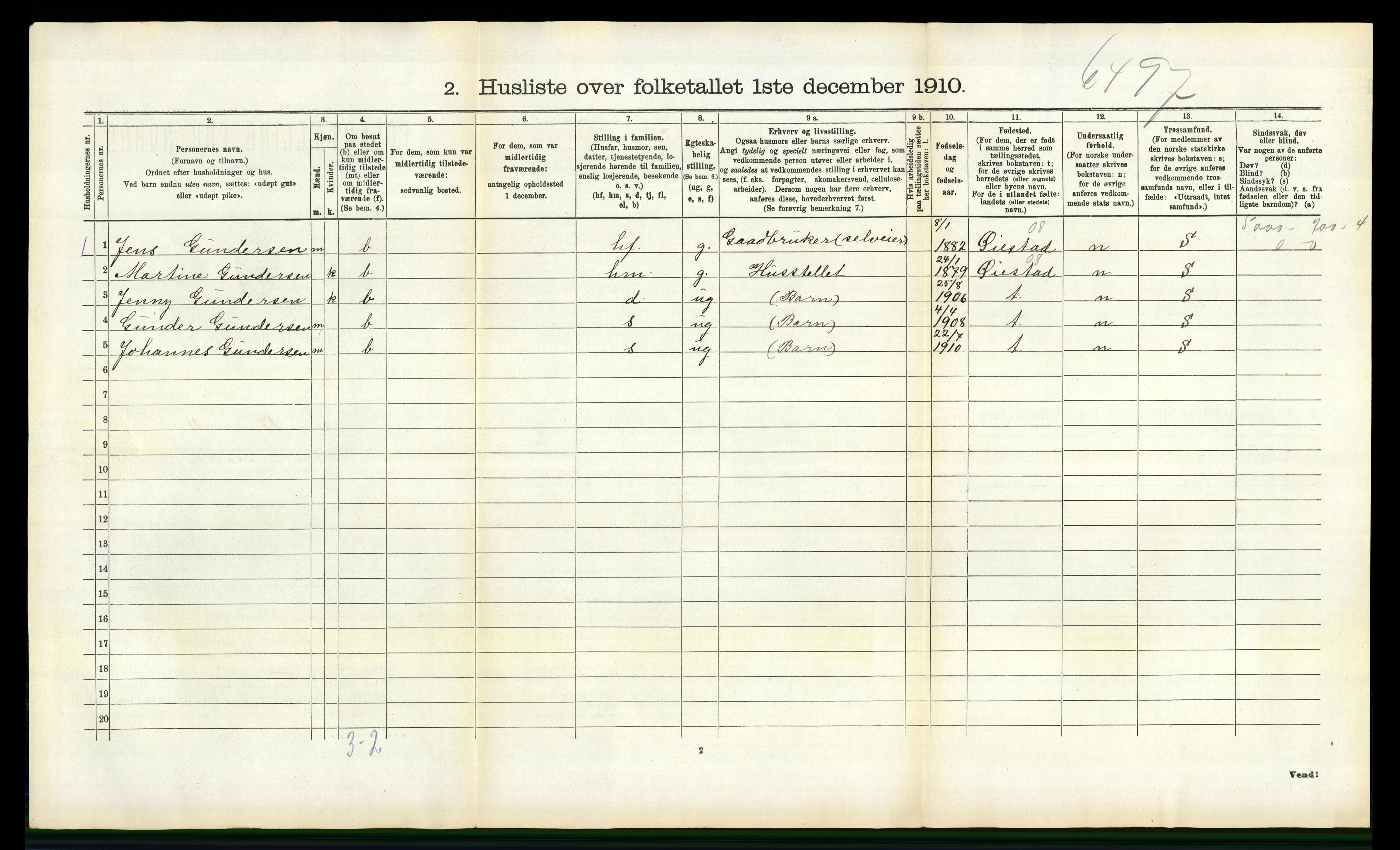 RA, 1910 census for Tromøy, 1910, p. 277