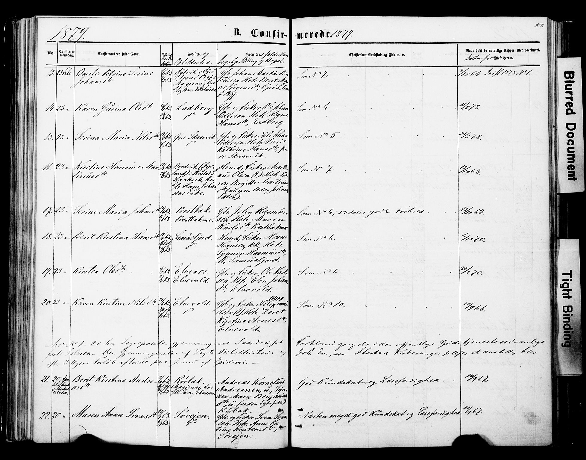 Ibestad sokneprestembete, SATØ/S-0077/H/Ha/Haa/L0013kirke: Parish register (official) no. 13, 1865-1879, p. 107