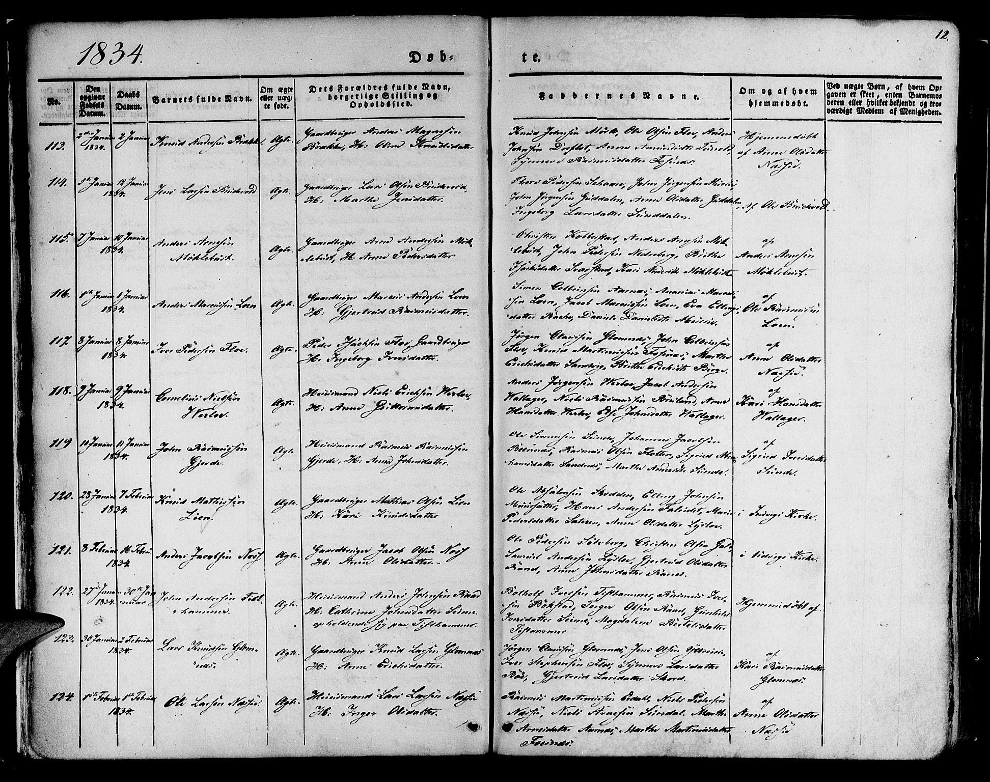 Innvik sokneprestembete, AV/SAB-A-80501: Parish register (official) no. A 4I, 1831-1846, p. 12