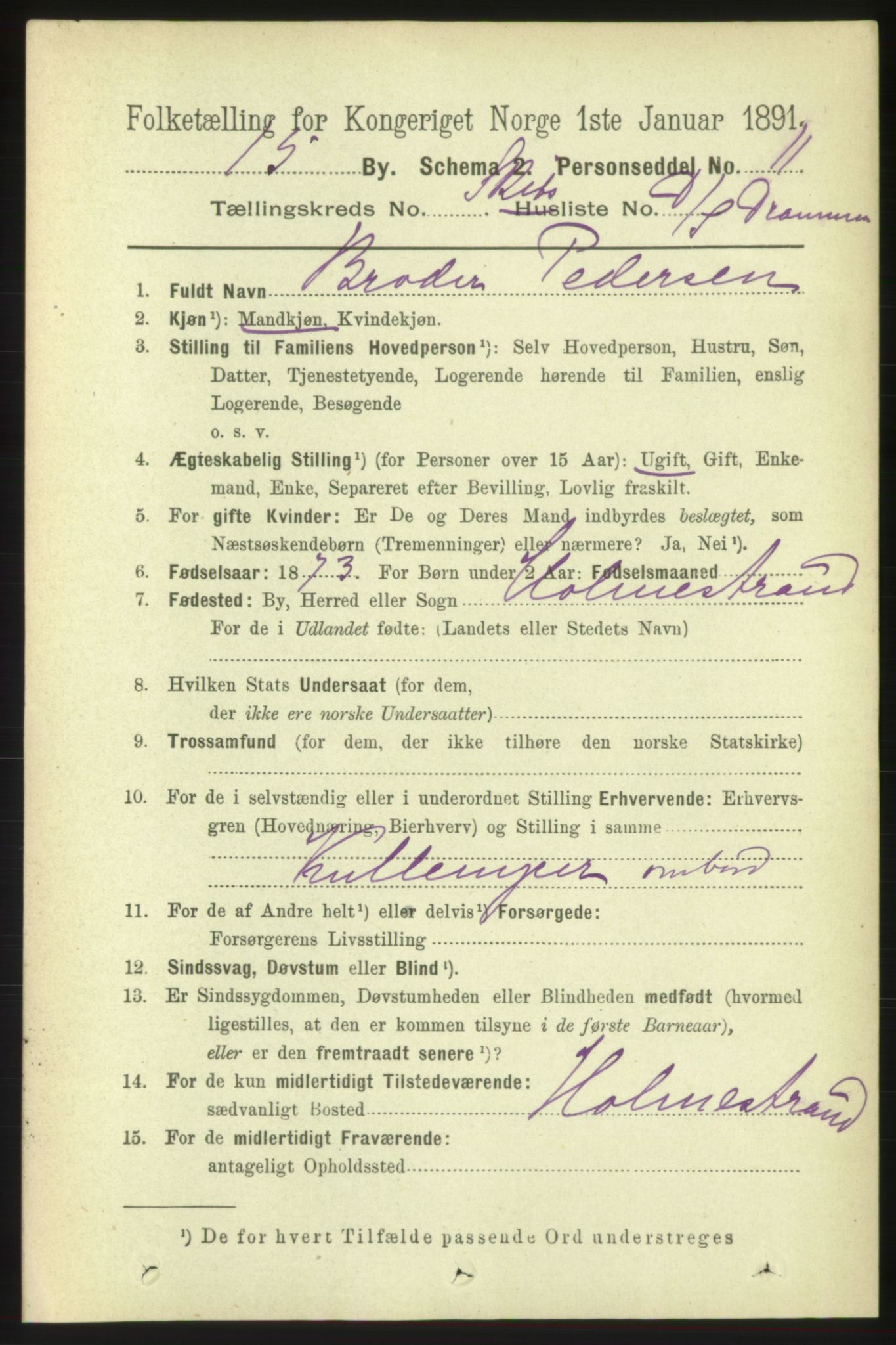 RA, 1891 census for 0602 Drammen, 1891, p. 25644