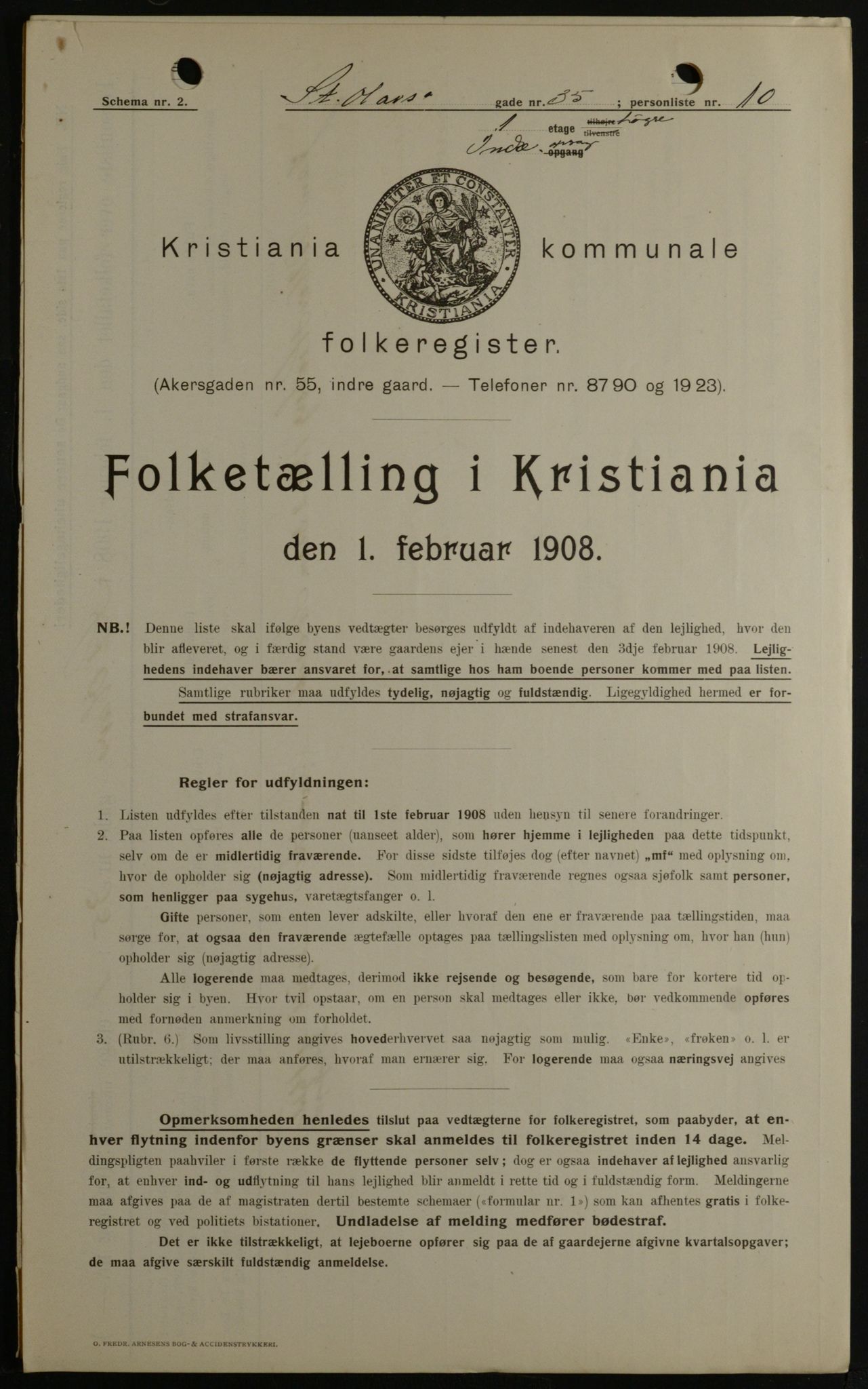 OBA, Municipal Census 1908 for Kristiania, 1908, p. 79614