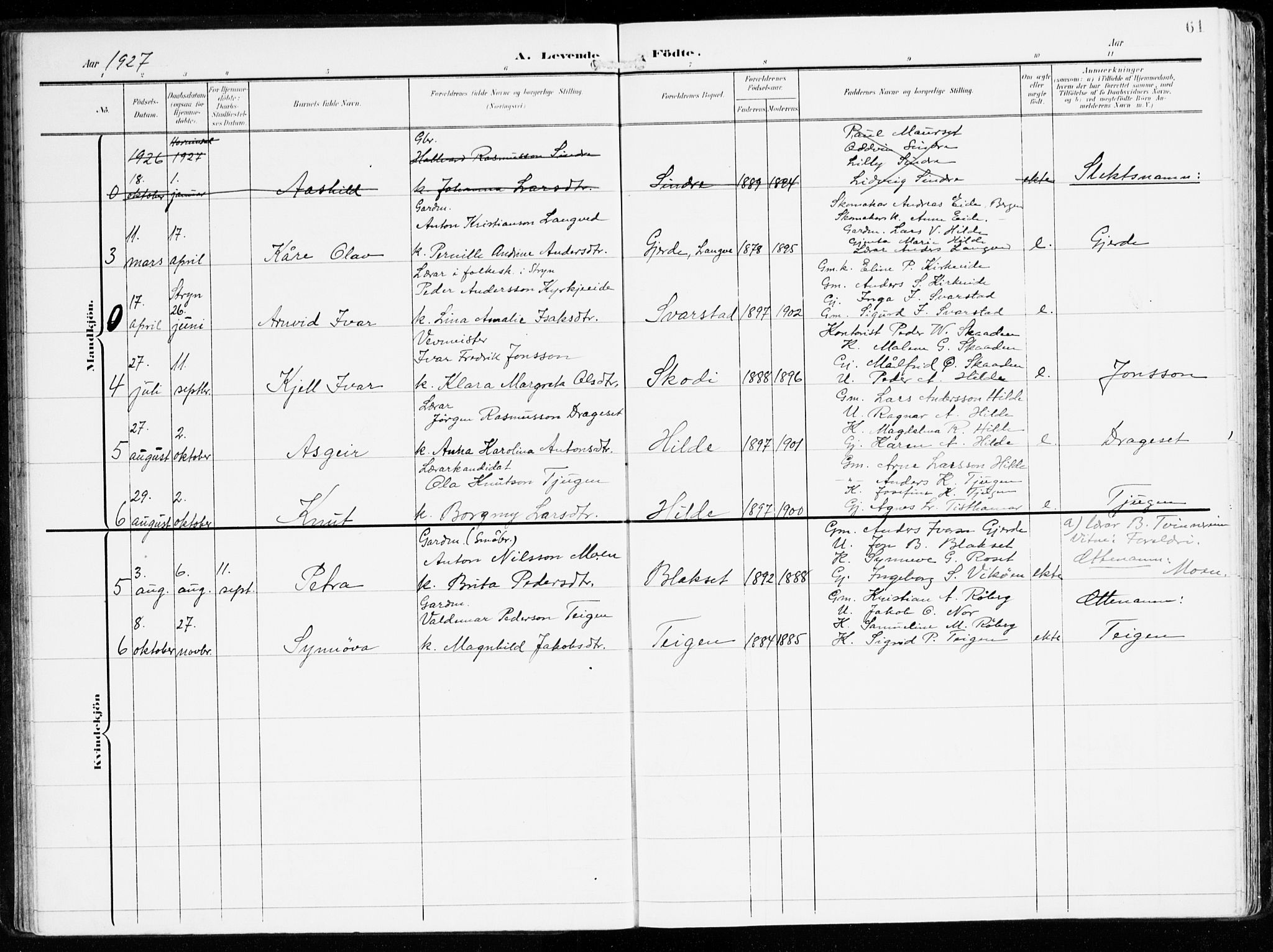 Innvik sokneprestembete, AV/SAB-A-80501: Parish register (official) no. B 2, 1903-1929, p. 61