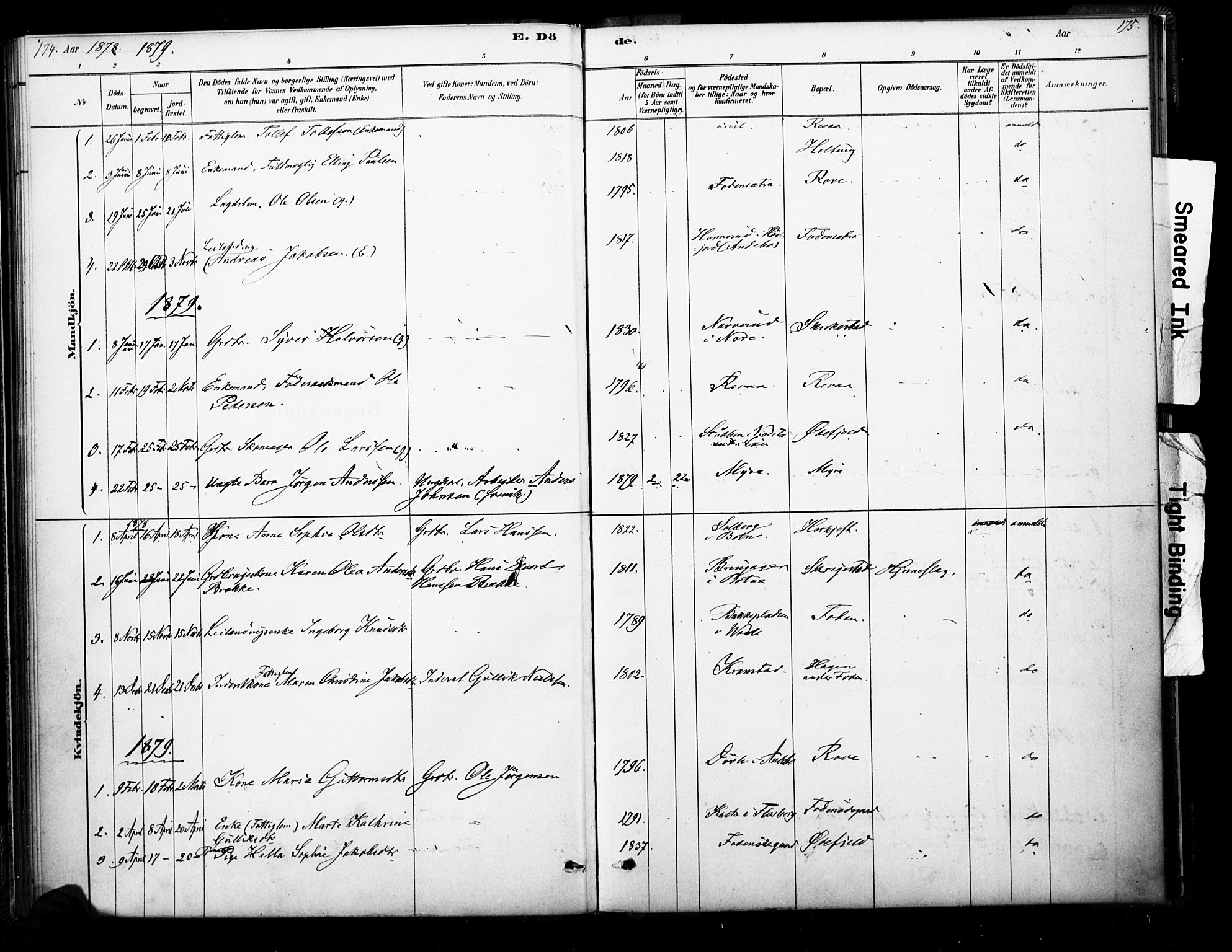 Ramnes kirkebøker, SAKO/A-314/F/Fb/L0001: Parish register (official) no. II 1, 1878-1894, p. 174-175