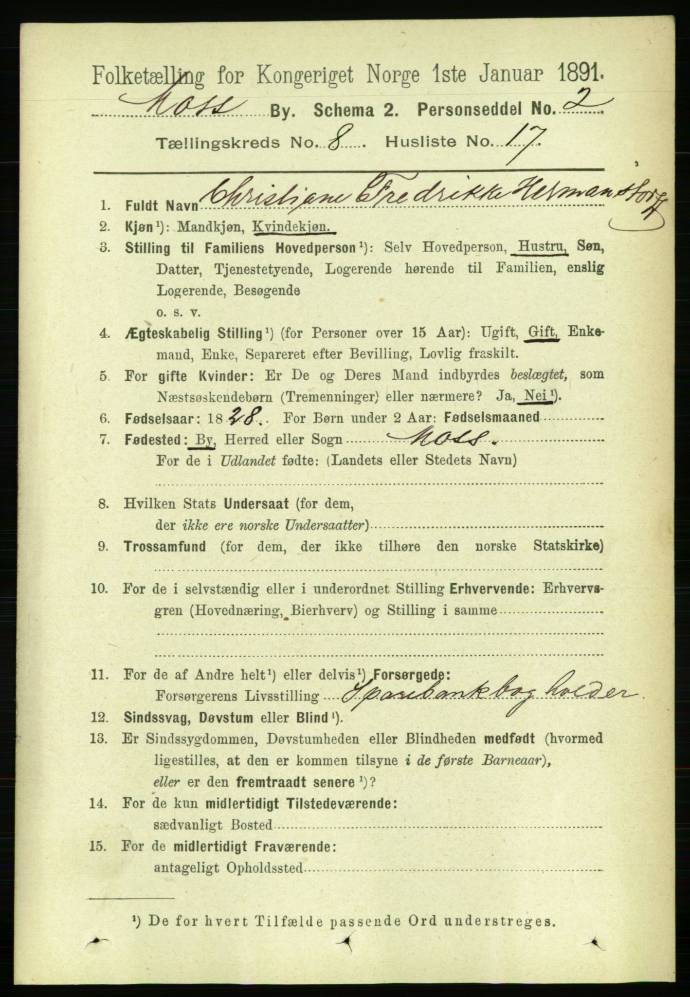 RA, 1891 census for 0104 Moss, 1891, p. 5038