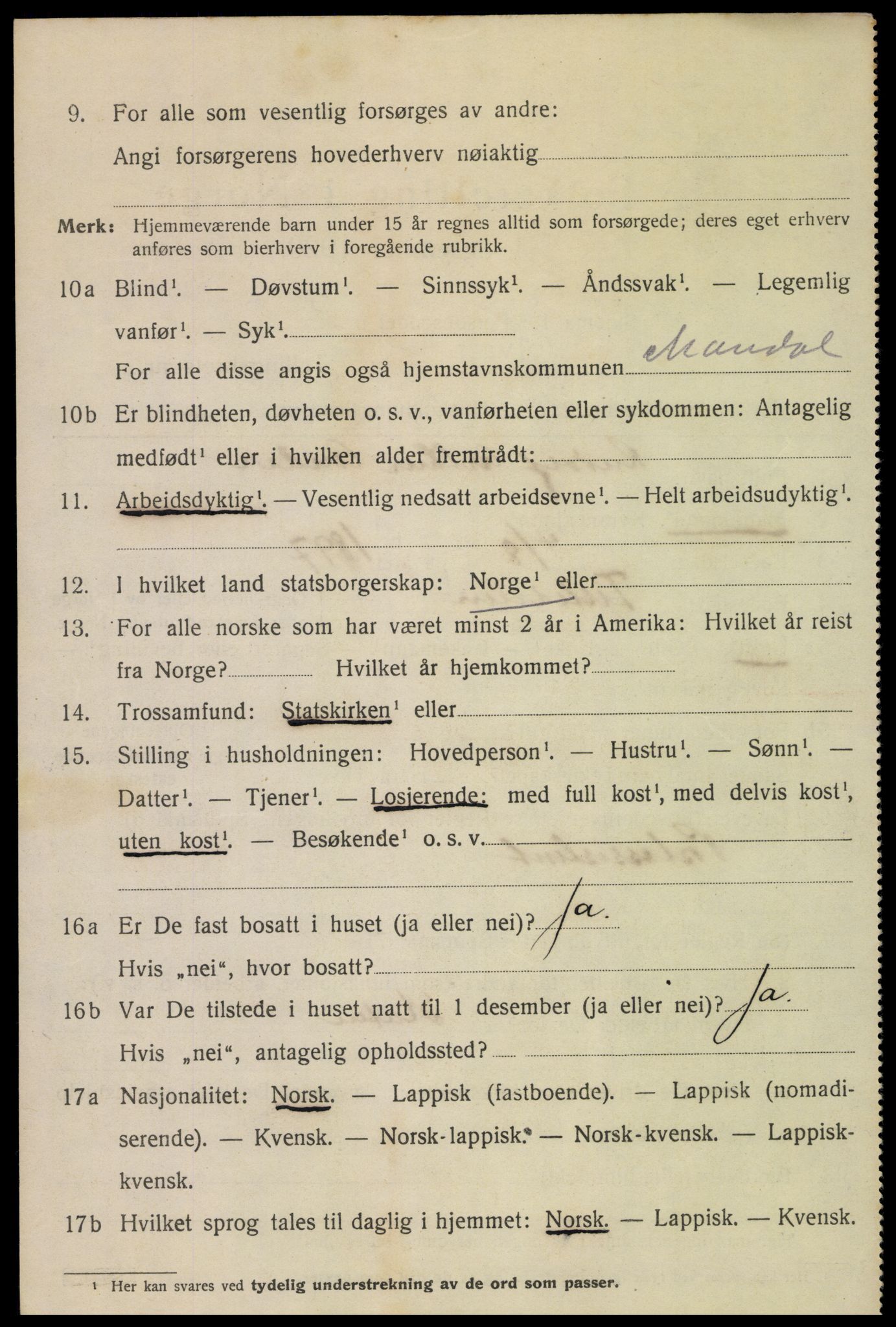 SAT, 1920 census for Svolvær, 1920, p. 3147