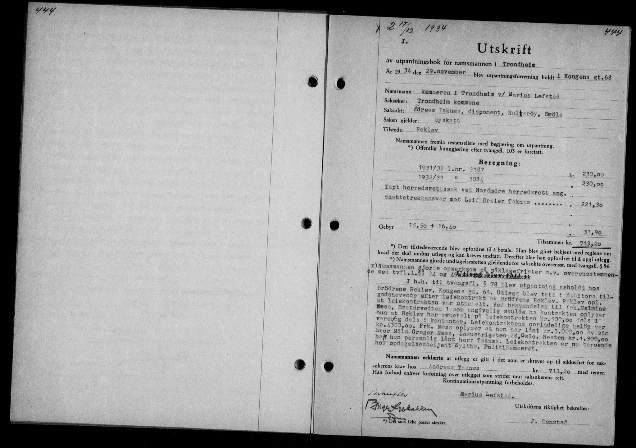 Nordmøre sorenskriveri, AV/SAT-A-4132/1/2/2Ca/L0082: Mortgage book no. 72, 1934-1934, Deed date: 17.12.1934