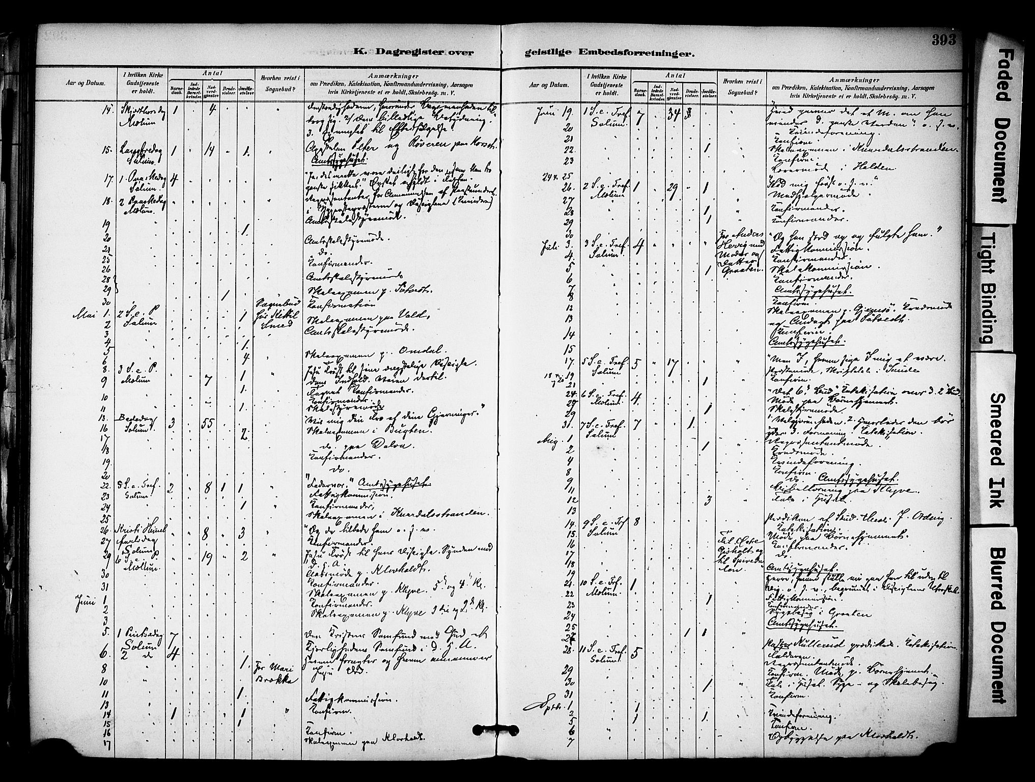 Solum kirkebøker, AV/SAKO-A-306/F/Fa/L0010: Parish register (official) no. I 10, 1888-1898, p. 393
