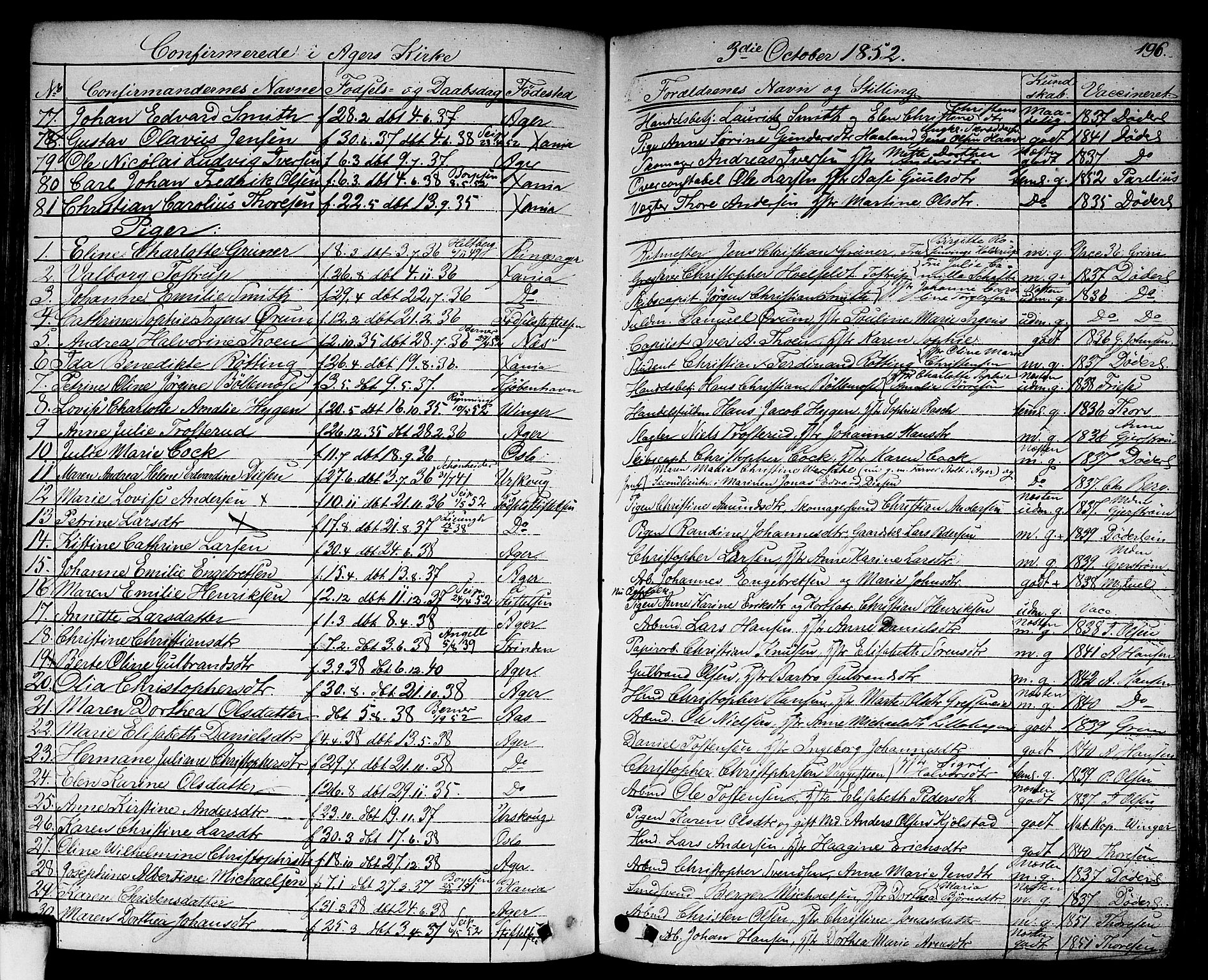 Aker prestekontor kirkebøker, AV/SAO-A-10861/F/L0018: Parish register (official) no. 17, 1829-1852, p. 196