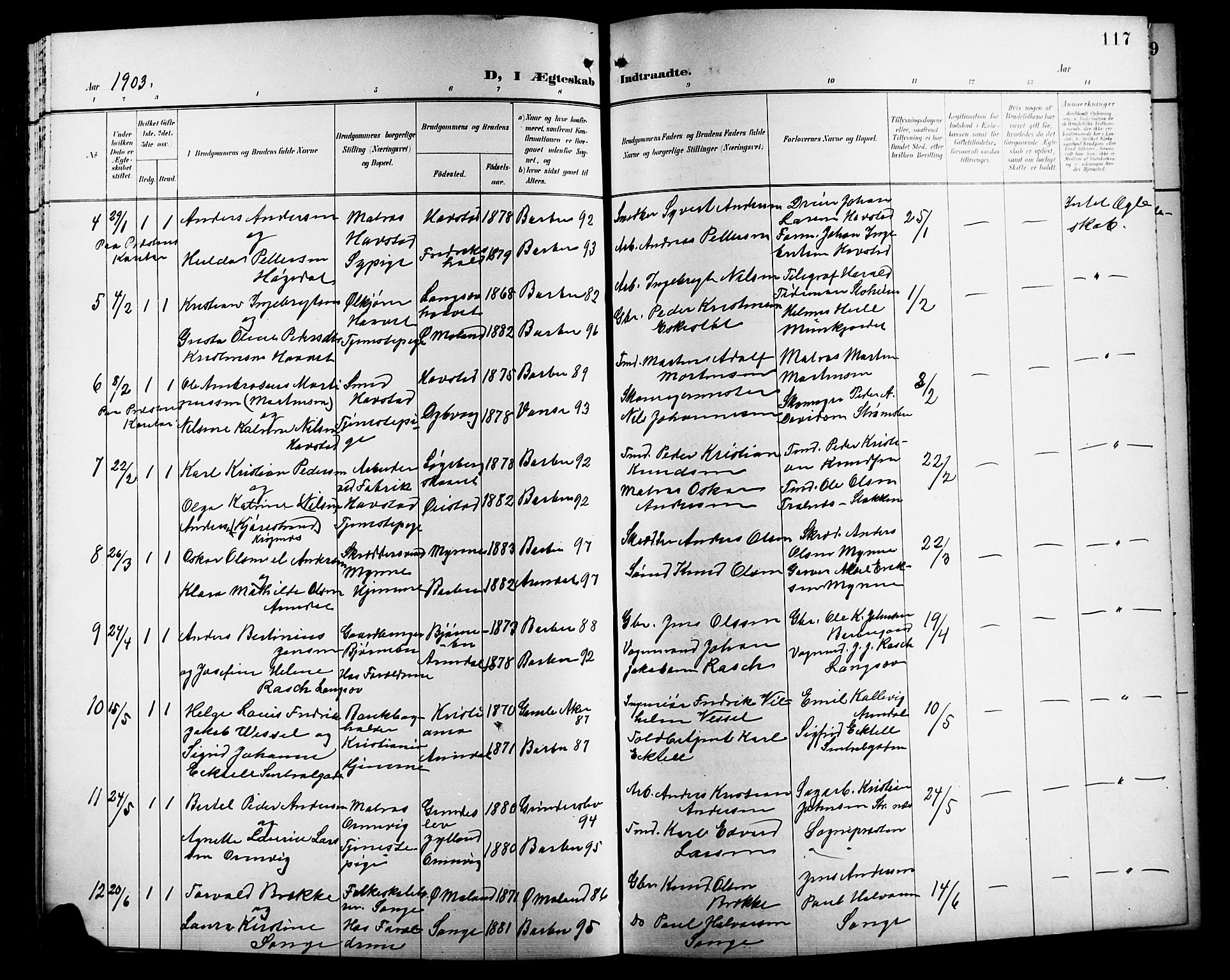 Barbu sokneprestkontor, AV/SAK-1111-0003/F/Fb/L0003: Parish register (copy) no. B 3, 1897-1911, p. 117