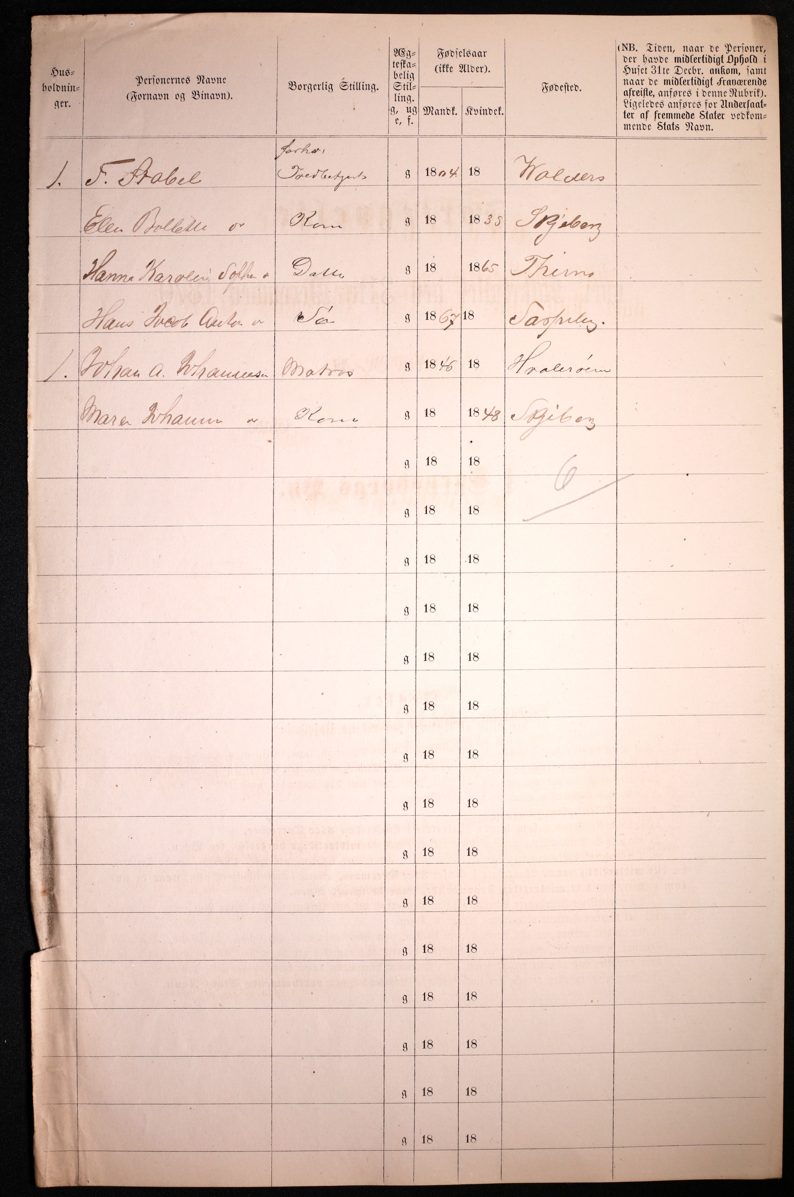 RA, 1870 census for 0102 Sarpsborg, 1870, p. 280