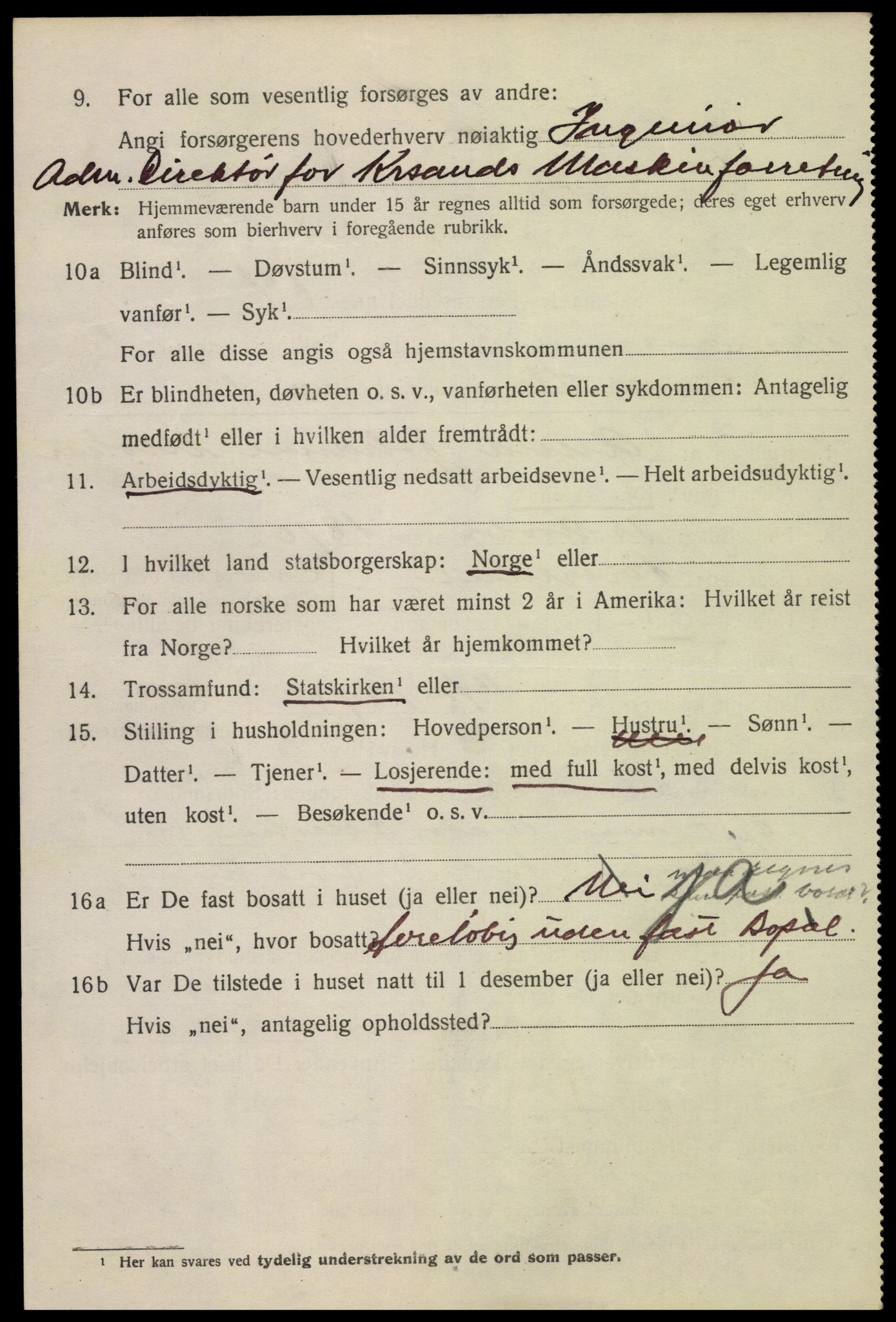 SAK, 1920 census for Kristiansand, 1920, p. 15666