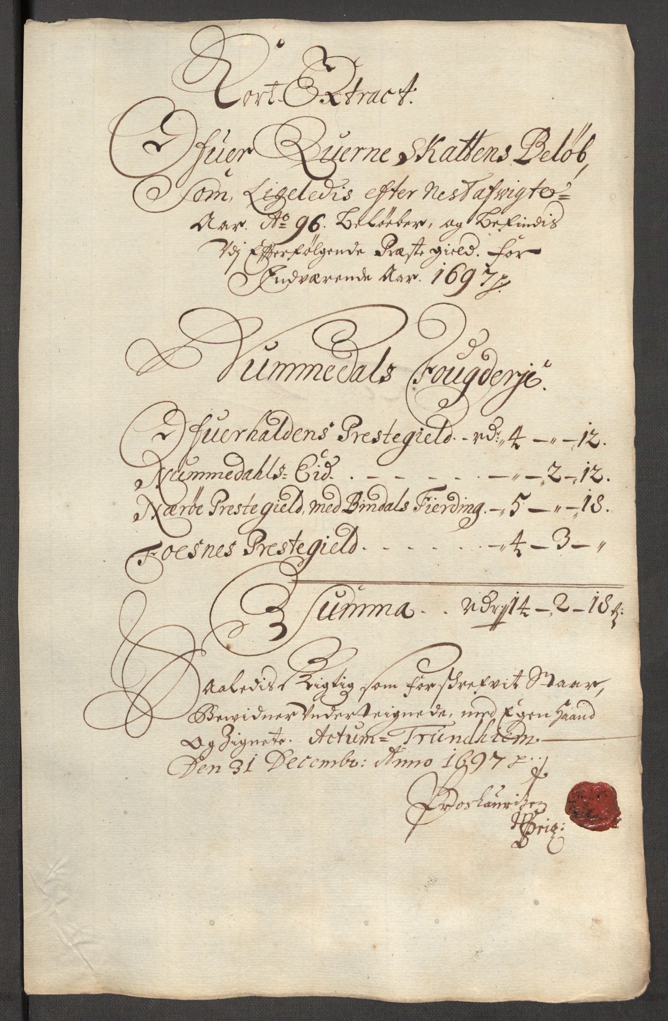 Rentekammeret inntil 1814, Reviderte regnskaper, Fogderegnskap, RA/EA-4092/R64/L4425: Fogderegnskap Namdal, 1696-1698, p. 210