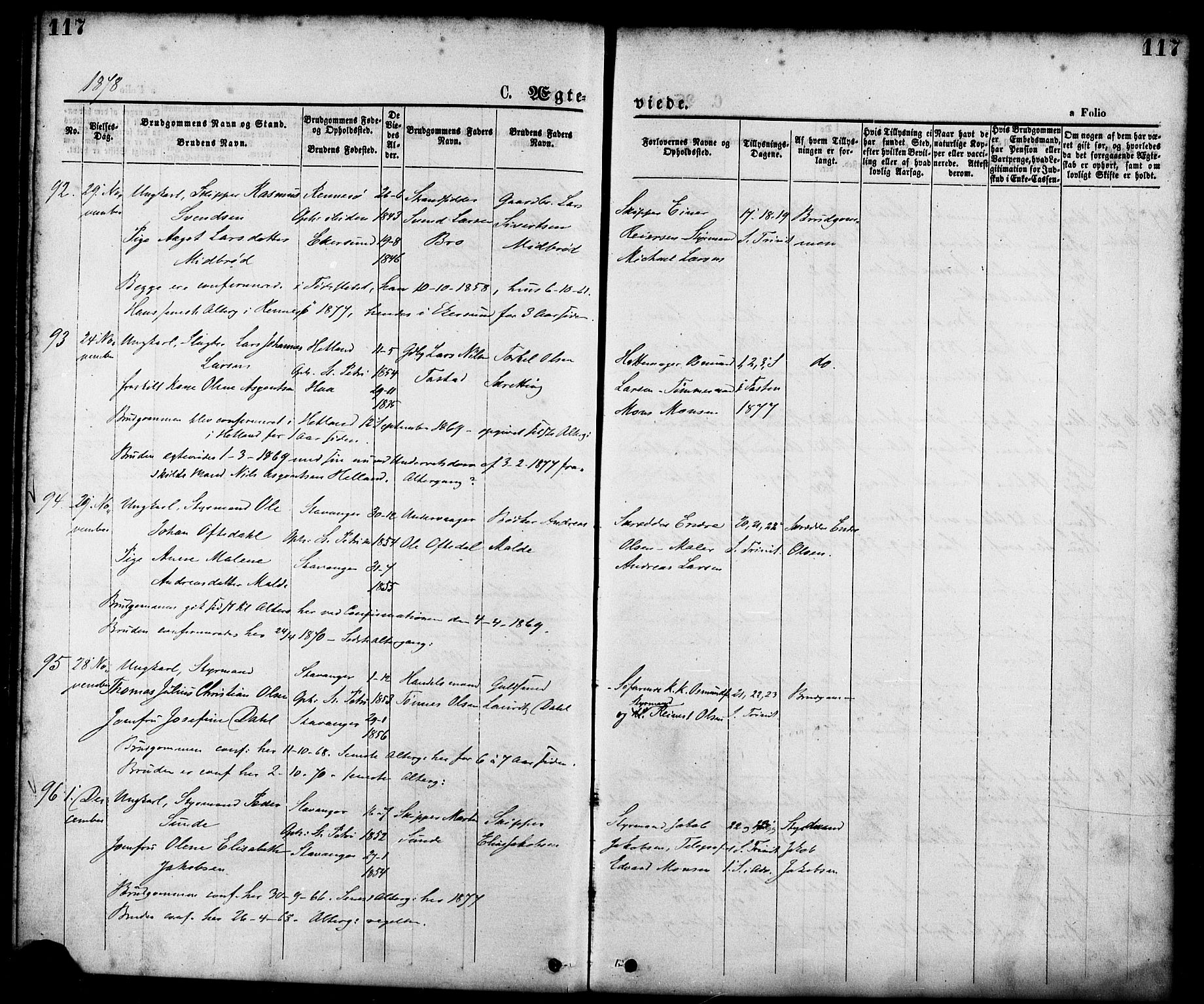 St. Petri sokneprestkontor, AV/SAST-A-101813/001/30/30BA/L0010: Parish register (official) no. A 10, 1869-1878, p. 117