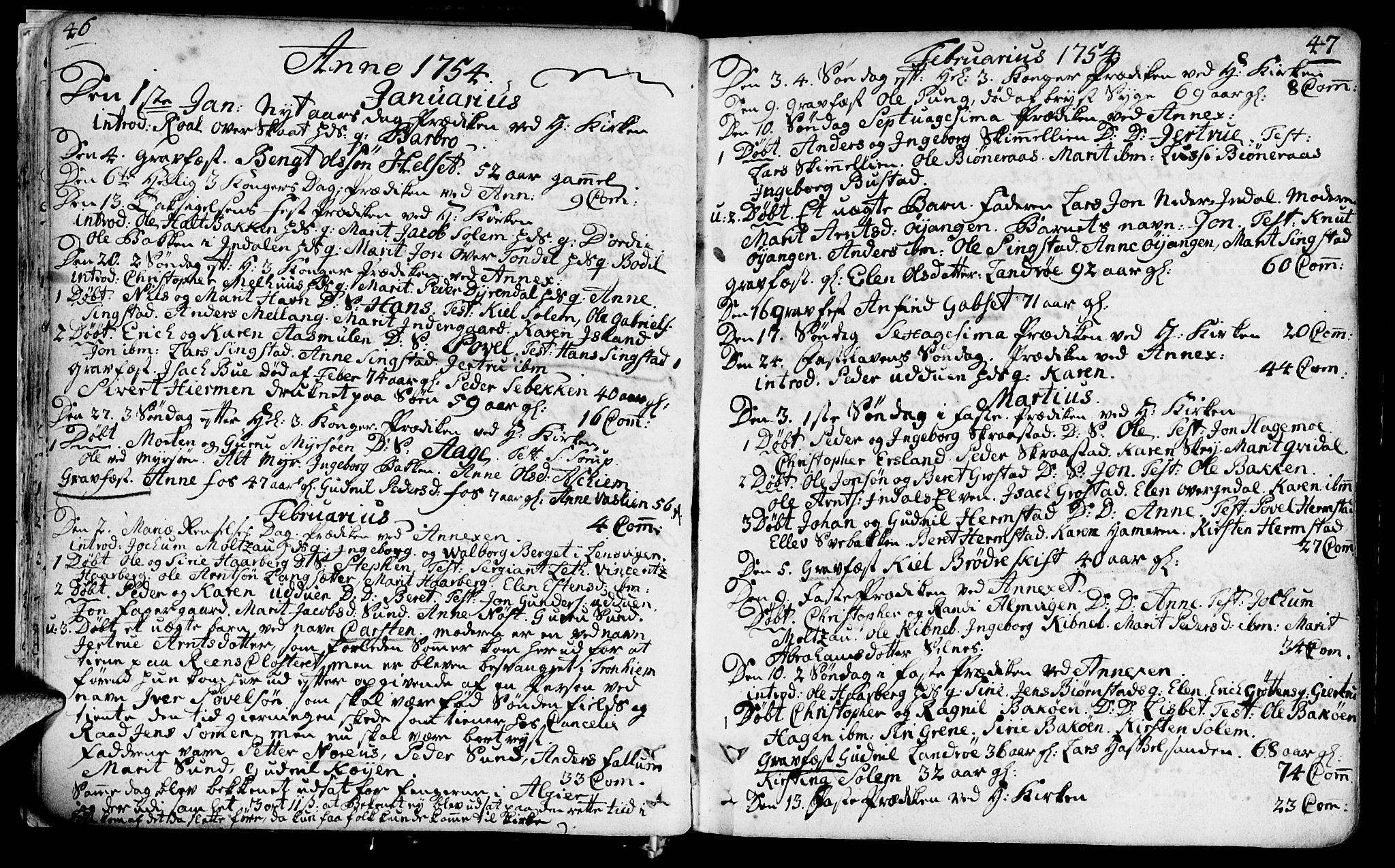 Ministerialprotokoller, klokkerbøker og fødselsregistre - Sør-Trøndelag, SAT/A-1456/646/L0605: Parish register (official) no. 646A03, 1751-1790, p. 46-47
