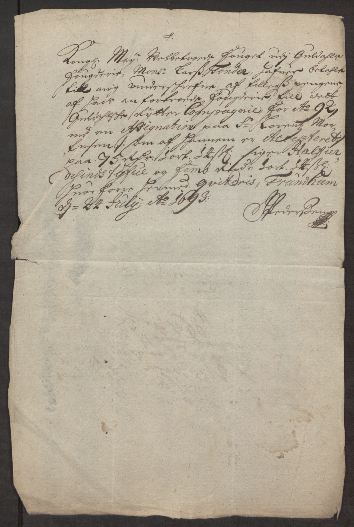 Rentekammeret inntil 1814, Reviderte regnskaper, Fogderegnskap, AV/RA-EA-4092/R59/L3942: Fogderegnskap Gauldal, 1692, p. 296