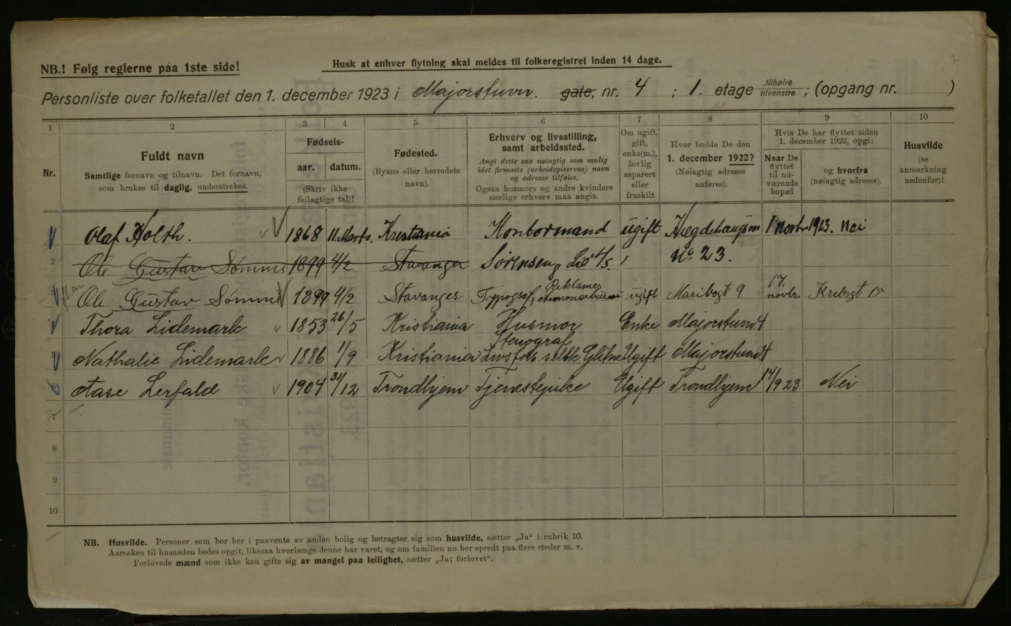 OBA, Municipal Census 1923 for Kristiania, 1923, p. 66237