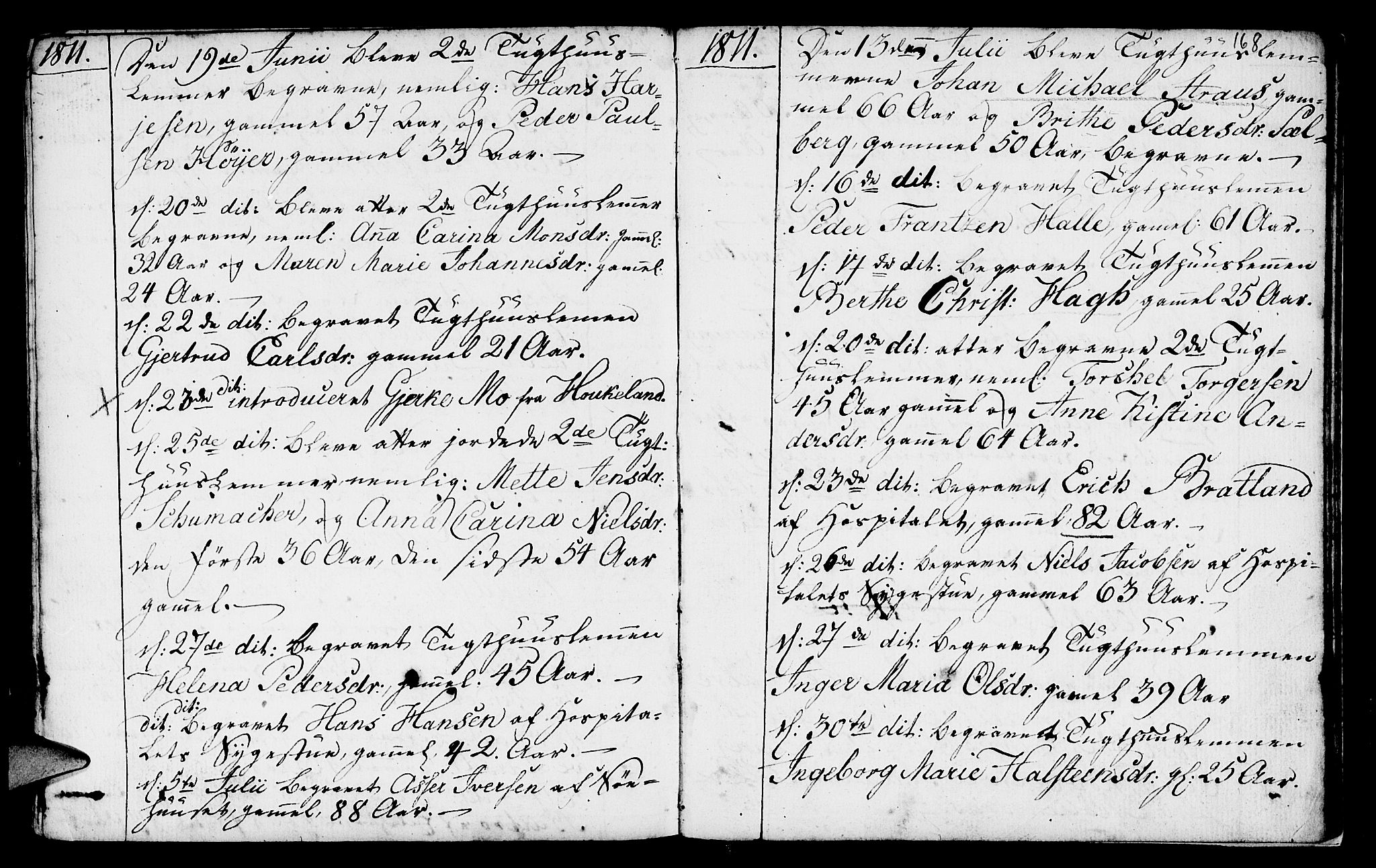 St. Jørgens hospital og Årstad sokneprestembete, AV/SAB-A-99934: Parish register (official) no. A 2, 1766-1814, p. 168