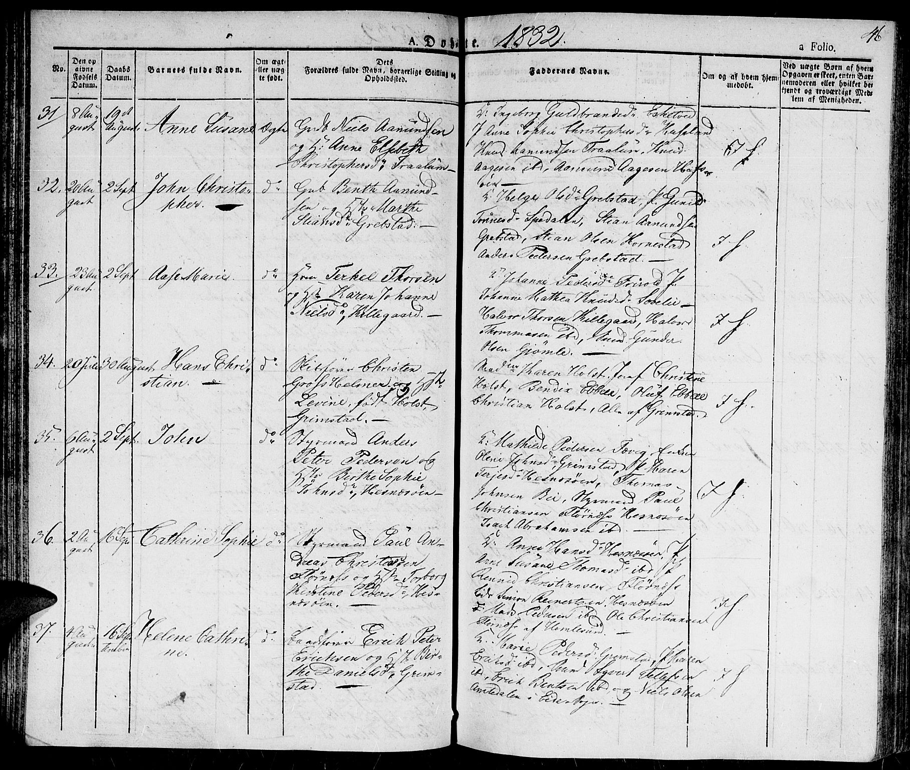 Fjære sokneprestkontor, AV/SAK-1111-0011/F/Fa/L0002: Parish register (official) no. A 2, 1827-1839, p. 46