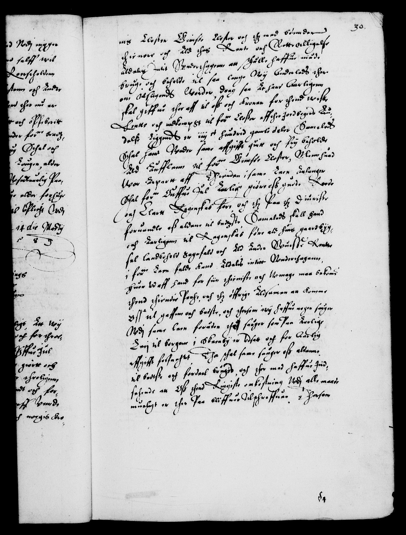 Danske Kanselli 1572-1799, AV/RA-EA-3023/F/Fc/Fca/Fcaa/L0002: Norske registre (mikrofilm), 1588-1596, p. 30a