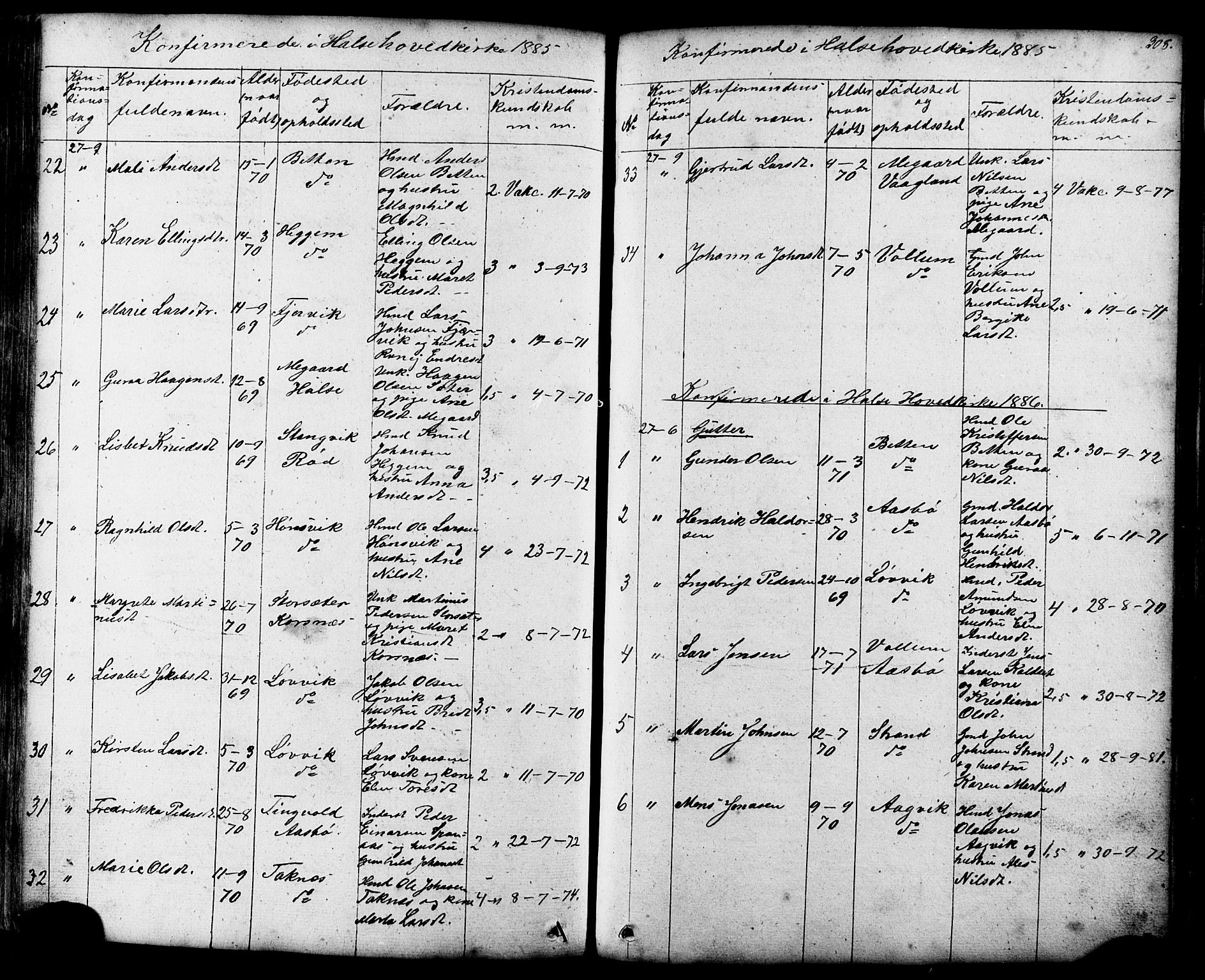 Ministerialprotokoller, klokkerbøker og fødselsregistre - Møre og Romsdal, AV/SAT-A-1454/576/L0890: Parish register (copy) no. 576C01, 1837-1908, p. 308