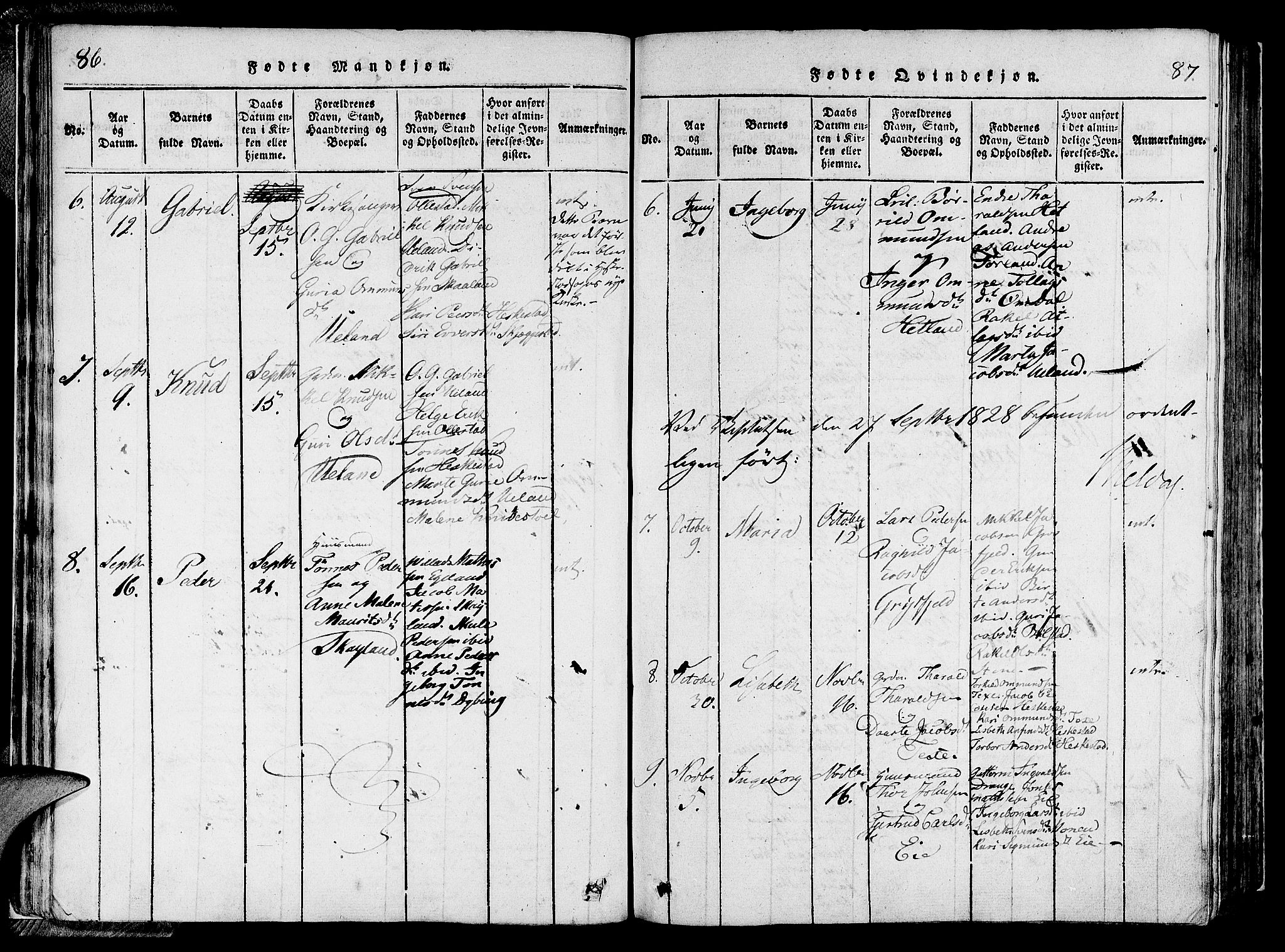 Lund sokneprestkontor, SAST/A-101809/S06/L0006: Parish register (official) no. A 6, 1816-1839, p. 86-87
