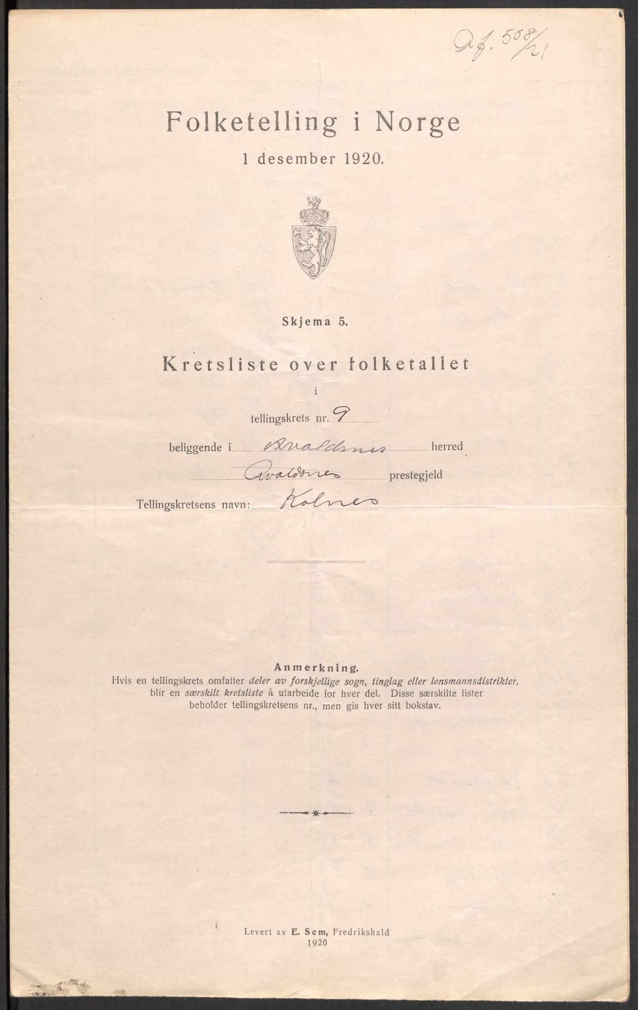 SAST, 1920 census for Avaldsnes, 1920, p. 35