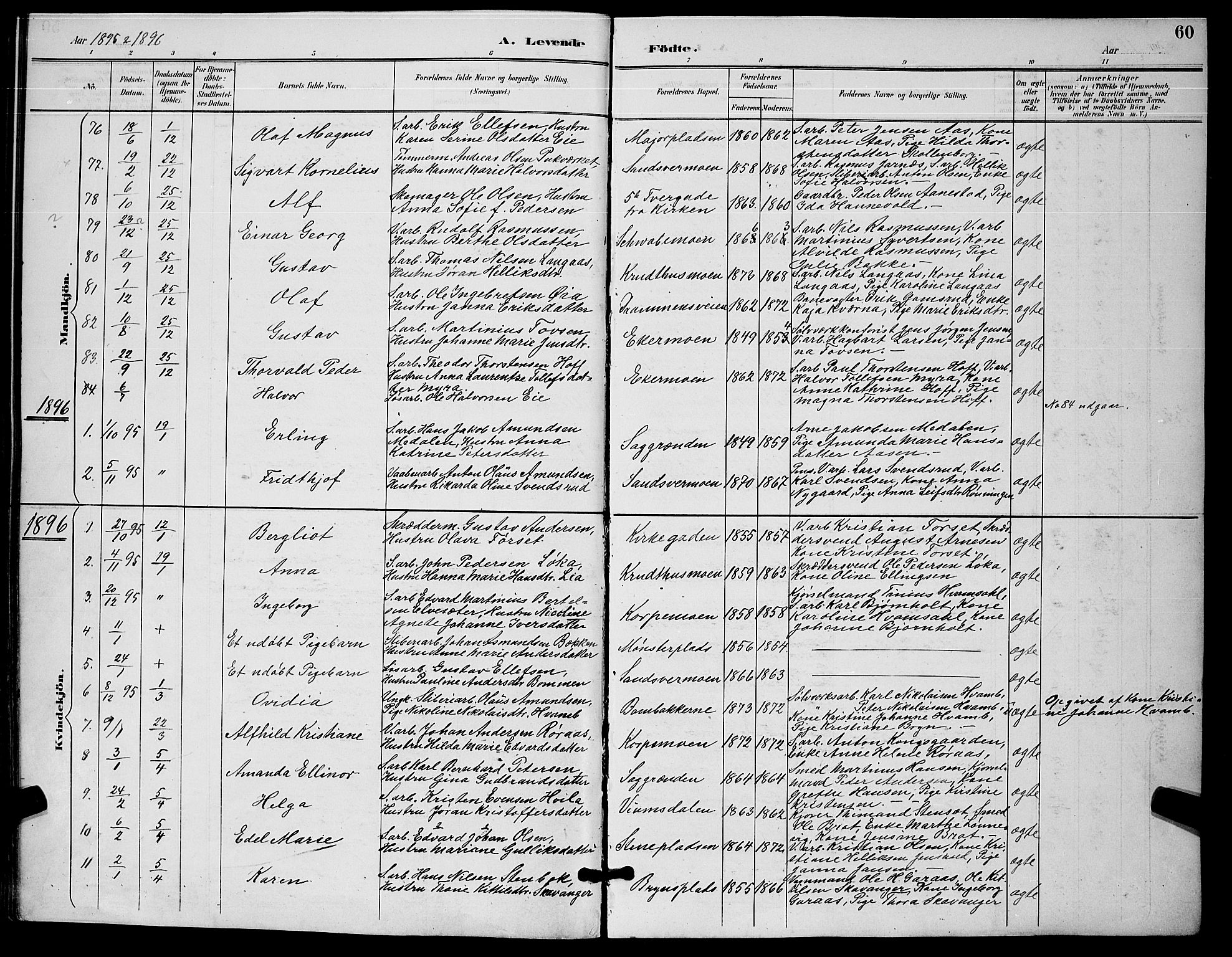 Kongsberg kirkebøker, AV/SAKO-A-22/G/Ga/L0006: Parish register (copy) no. 6, 1890-1901, p. 60