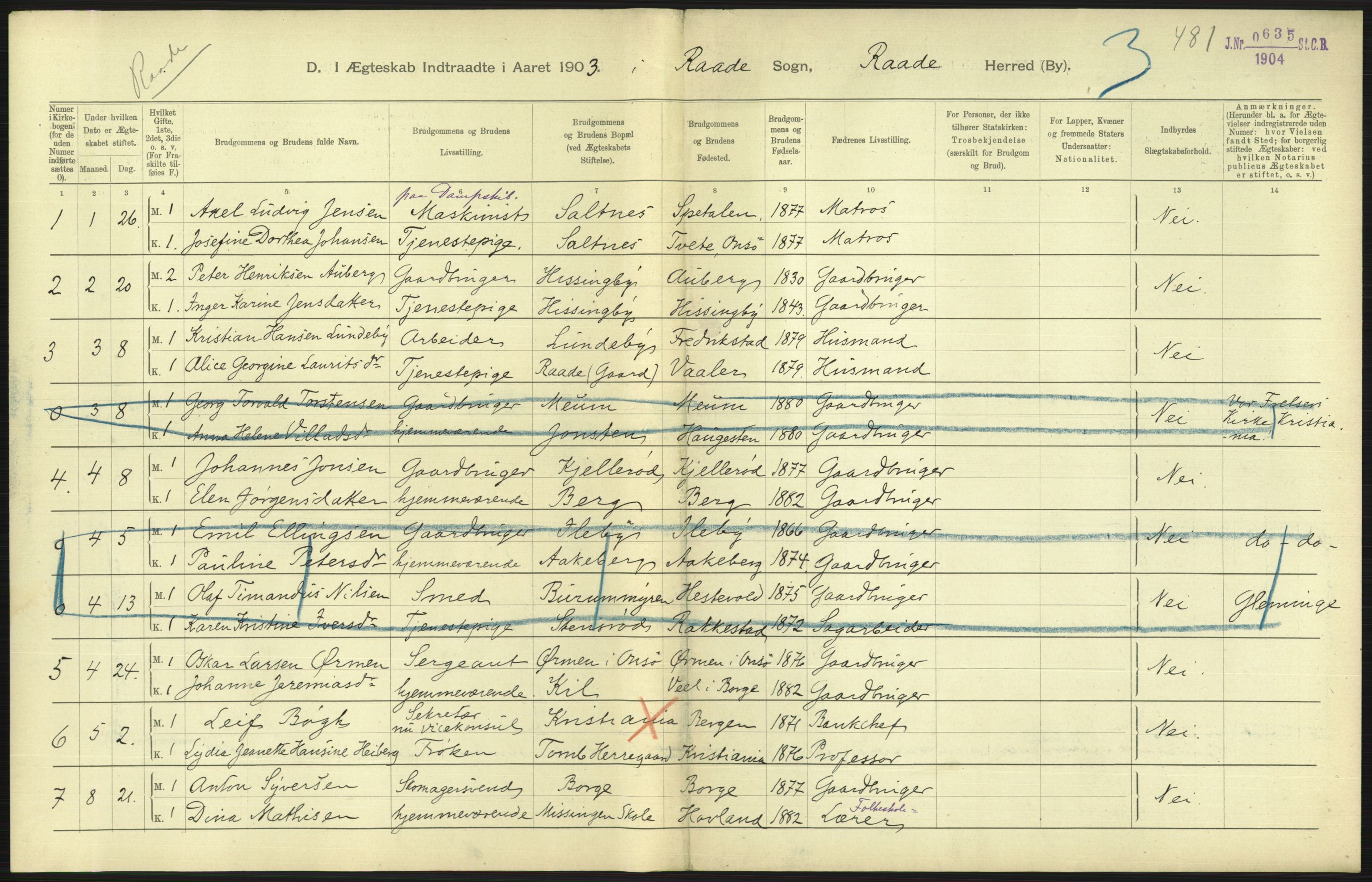 Statistisk sentralbyrå, Sosiodemografiske emner, Befolkning, AV/RA-S-2228/D/Df/Dfa/Dfaa/L0001: Smålenenes amt: Fødte, gifte, døde, 1903, p. 509