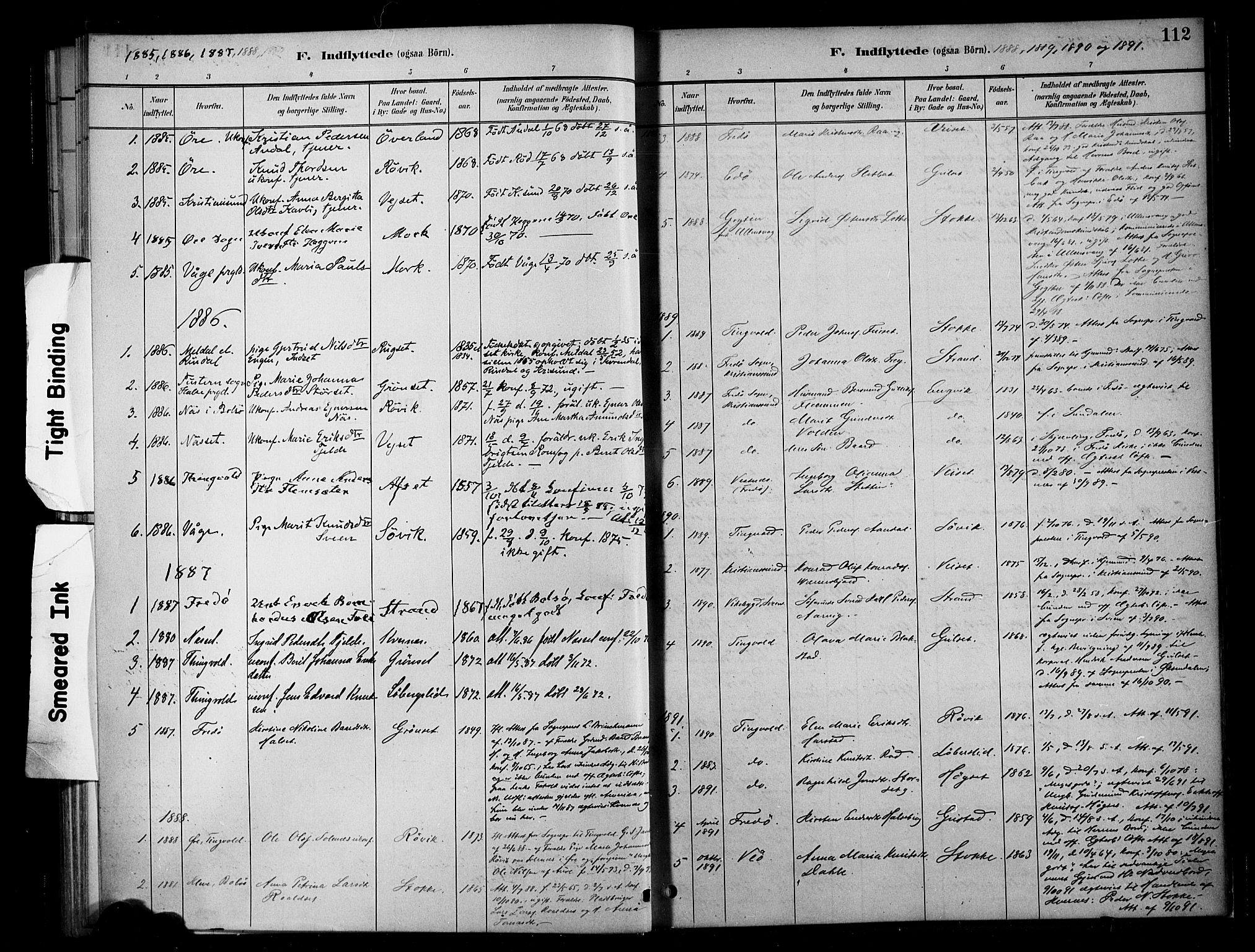 Ministerialprotokoller, klokkerbøker og fødselsregistre - Møre og Romsdal, SAT/A-1454/568/L0809: Parish register (official) no. 568A13, 1884-1900, p. 112