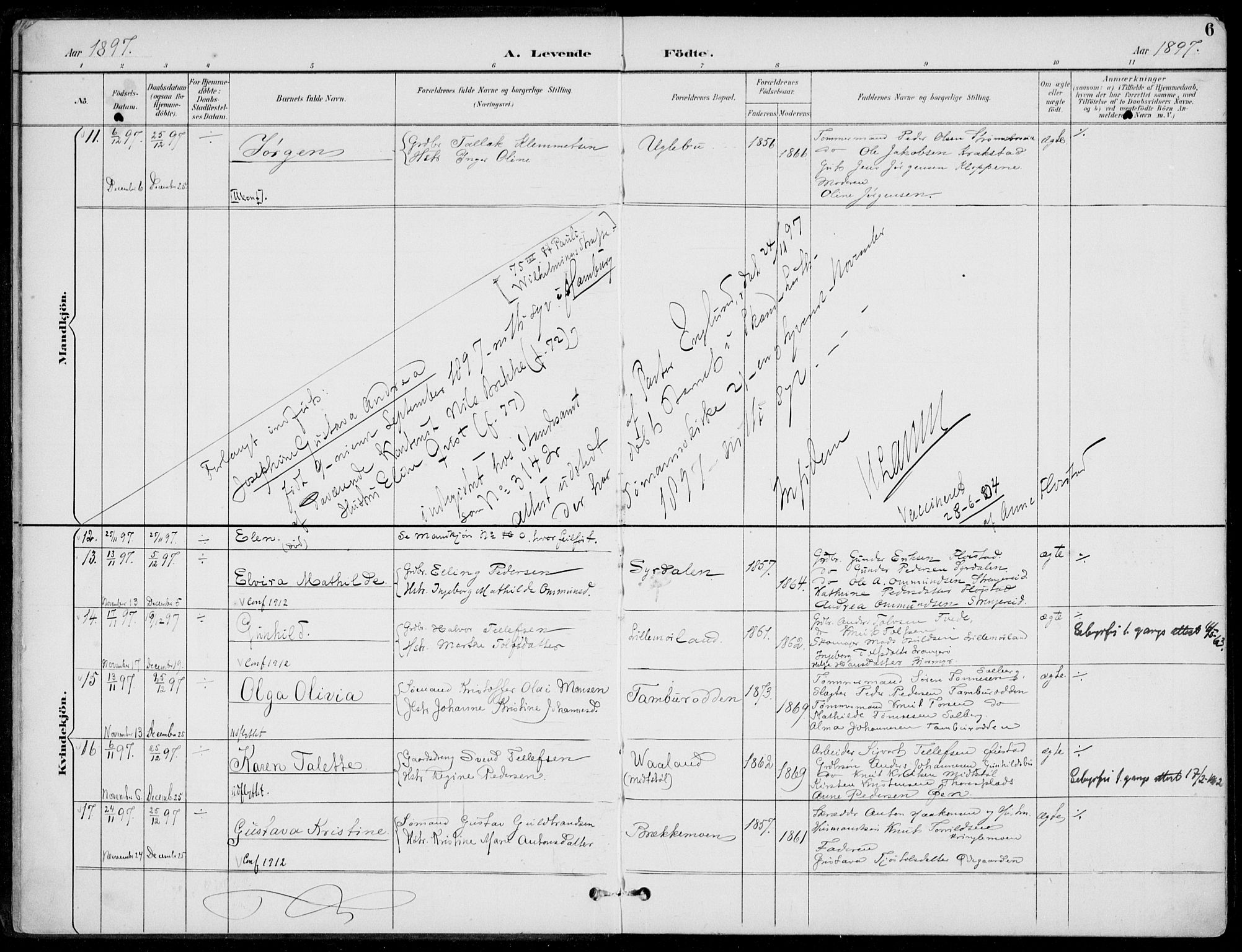 Austre Moland sokneprestkontor, SAK/1111-0001/F/Fa/Faa/L0011: Parish register (official) no. A 11, 1894-1915, p. 6