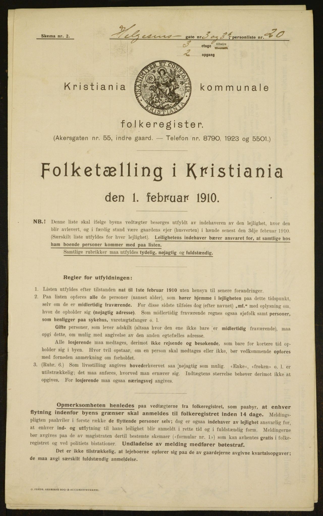 OBA, Municipal Census 1910 for Kristiania, 1910, p. 36276