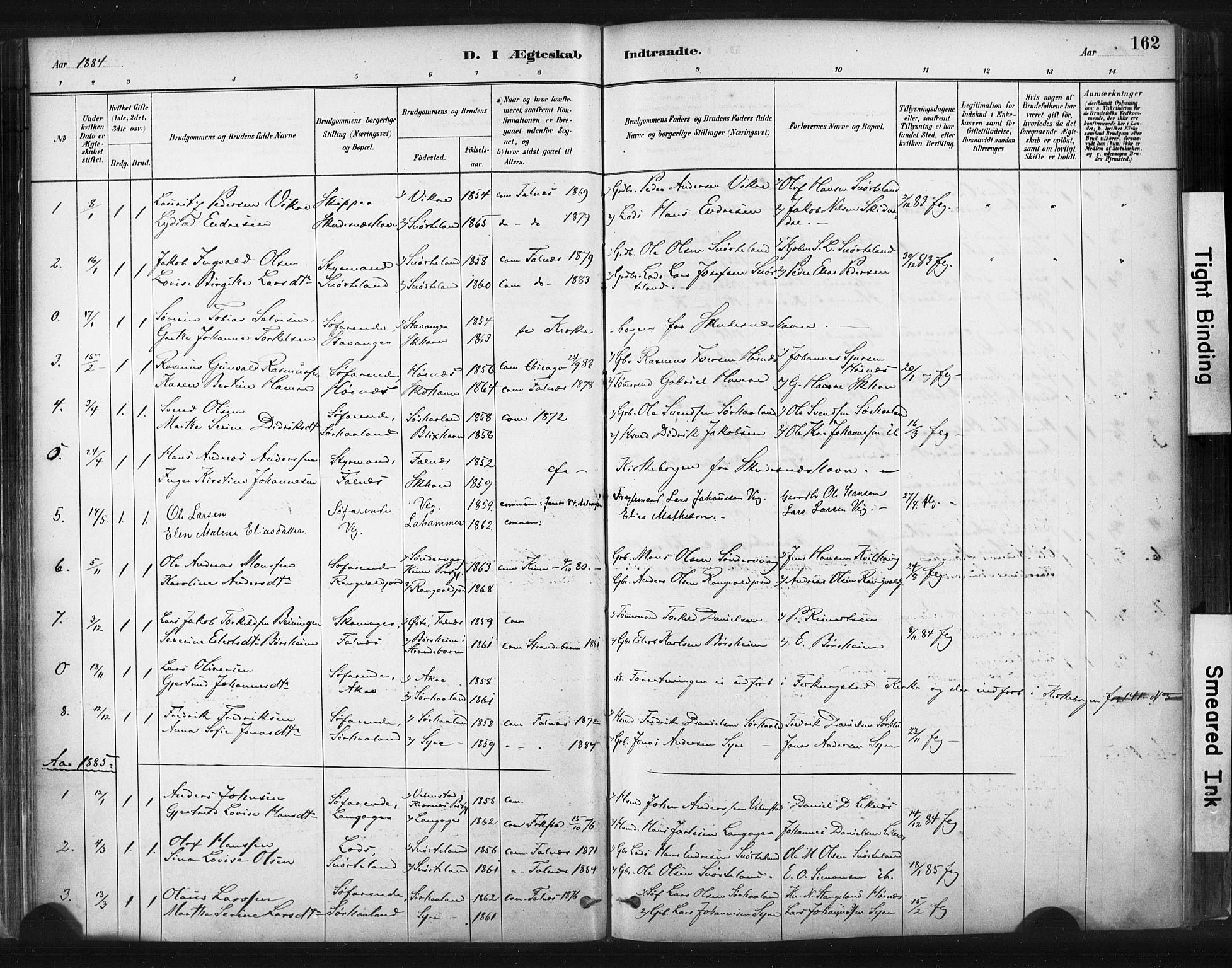 Skudenes sokneprestkontor, AV/SAST-A -101849/H/Ha/Haa/L0009: Parish register (official) no. A 6, 1882-1912, p. 162